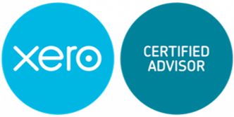 Two circular logos, one with the word 'Xero' and the other with 'Certified Advisor' written inside.