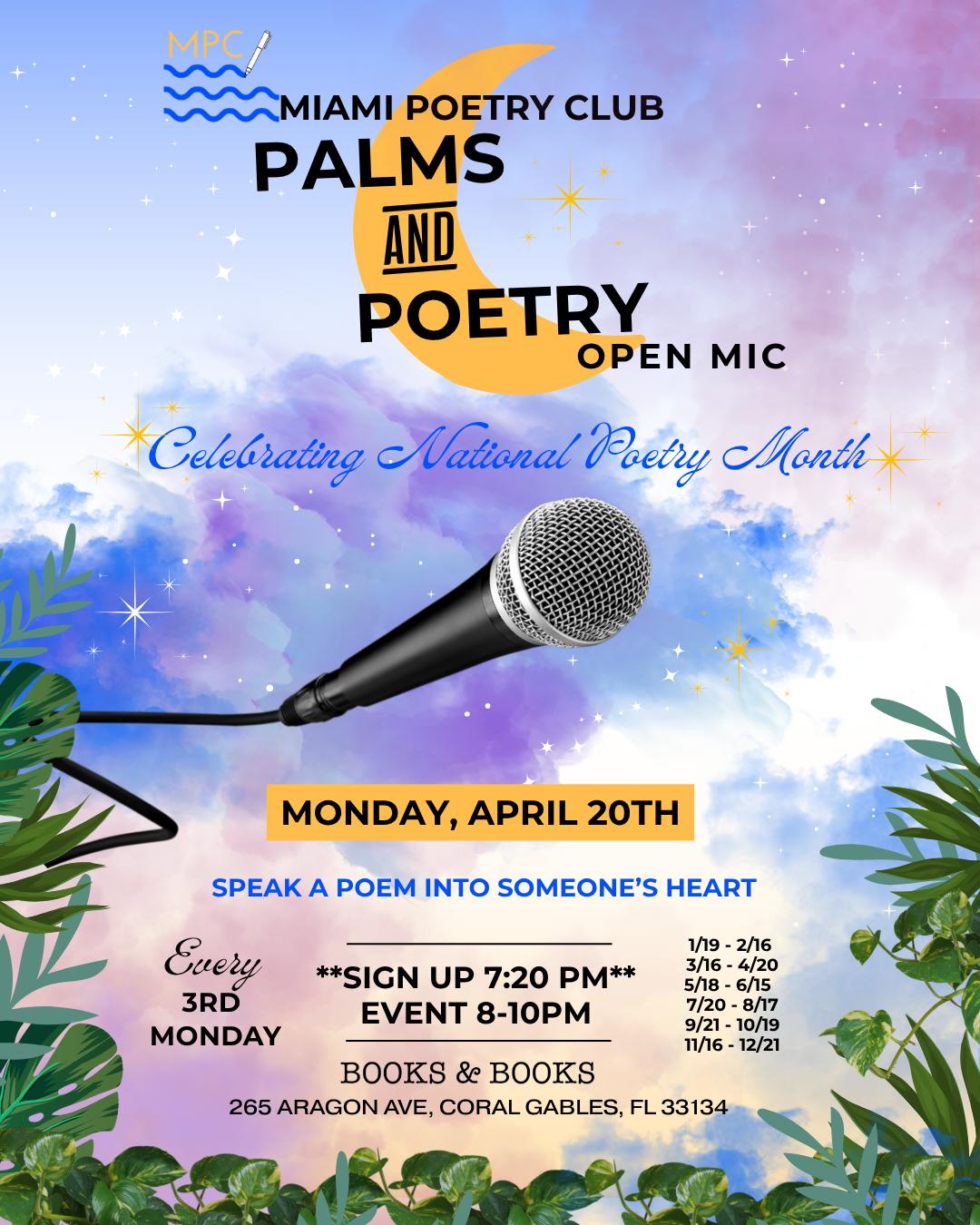 APRIL 20th 2026 - PALMS AND POETRY 