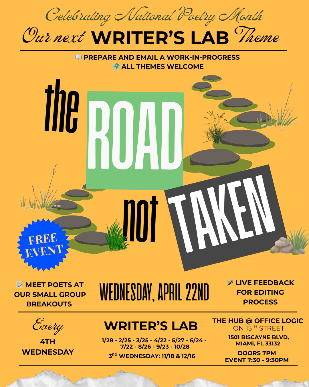 APRIL 22nd 2026 - WRITER’S LAB