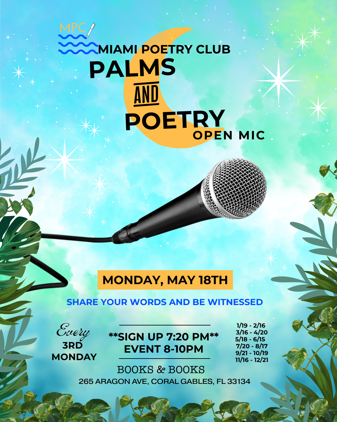 MAY 18th 2026 - PALMS AND POETRY 