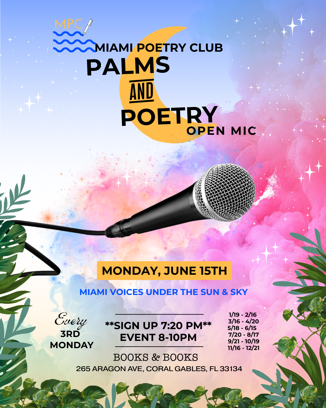JUNE 15th 2026 - PALMS AND POETRY