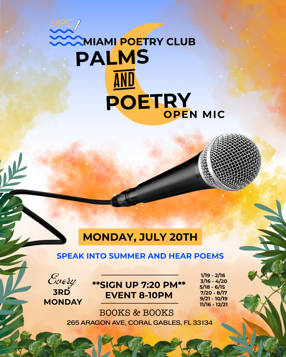 JULY 20th 2026 - PALMS AND POETRY 