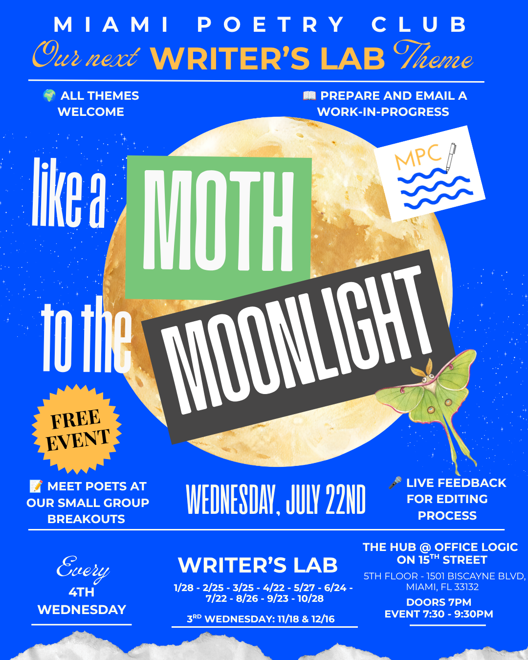 JULY 22nd 2026 - WRITER’S LAB 