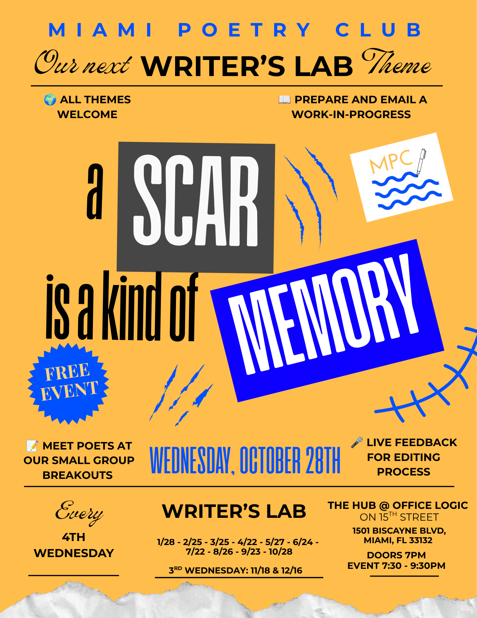 OCTOBER 28TH 2026 - WRITER’S LAB