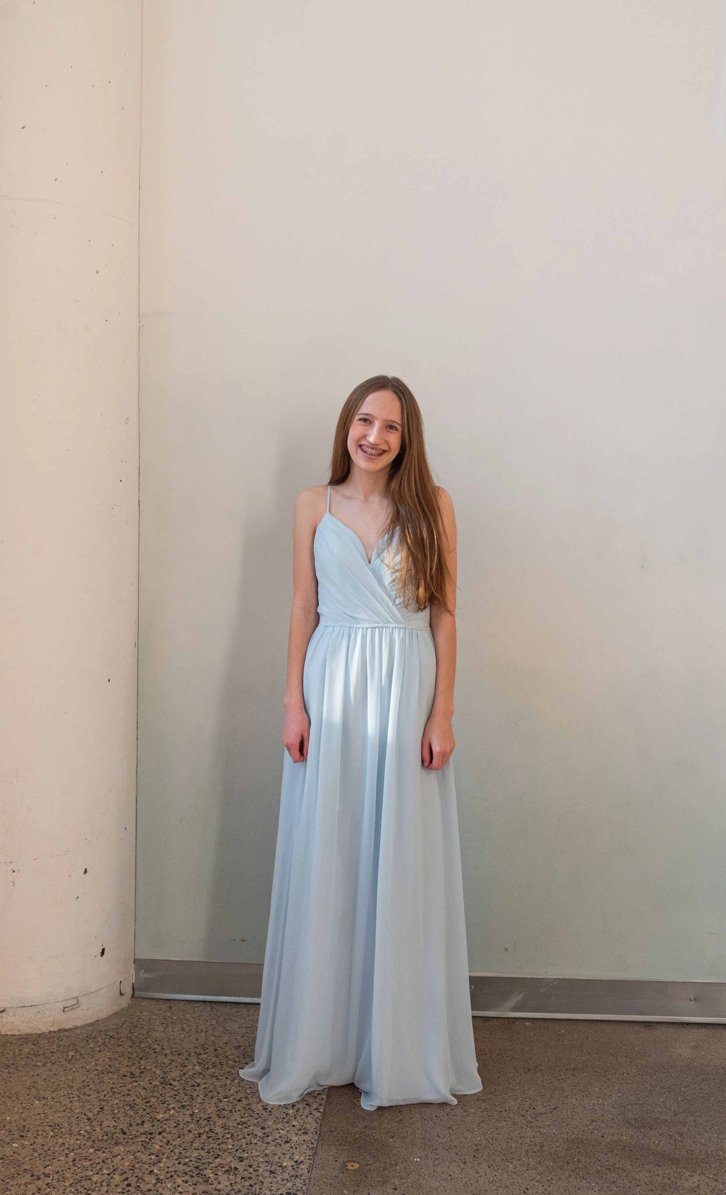 Haley Paige Hazy Blue Strappy Back Dress