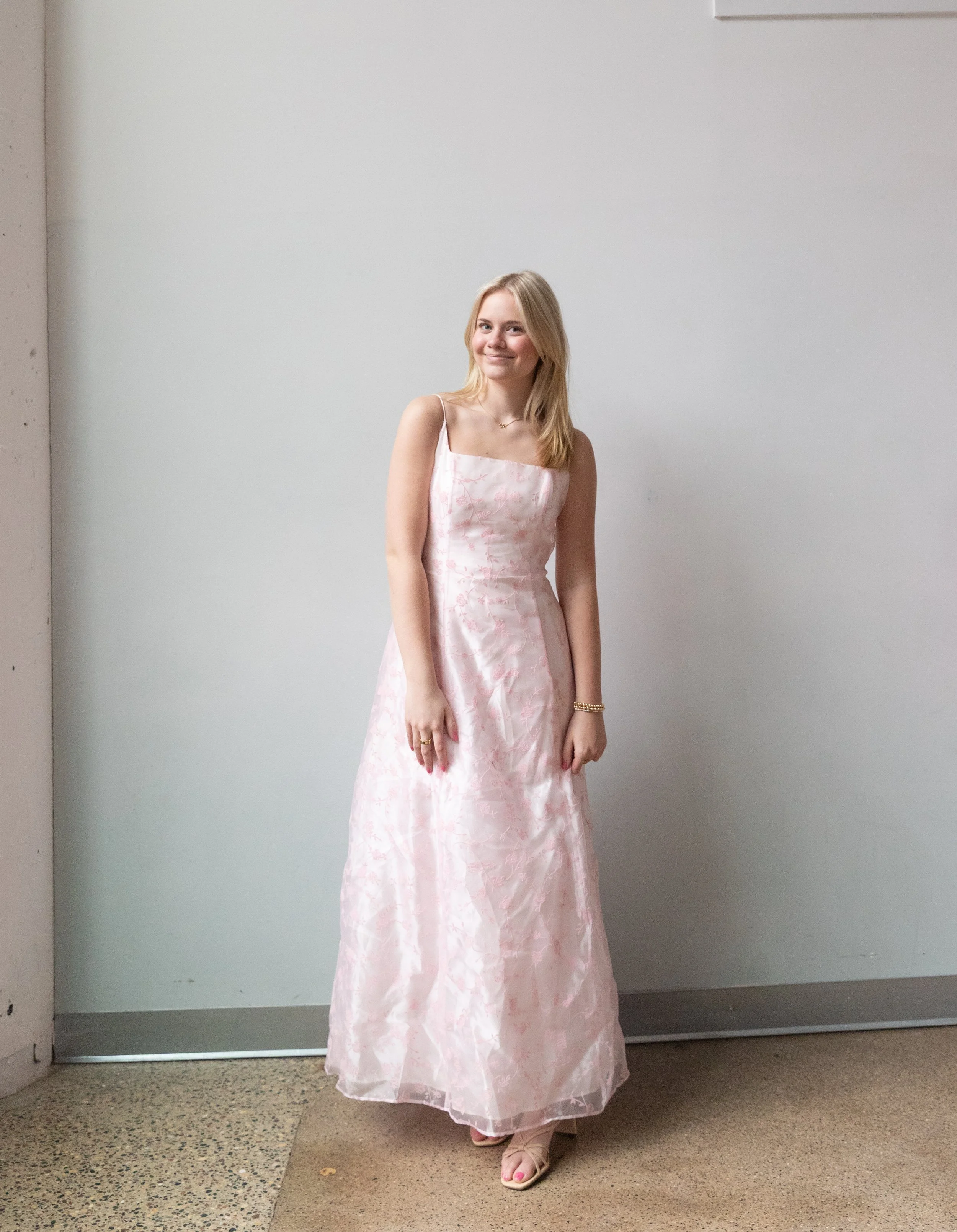 Morgan and Co Light Pink Floral Gown