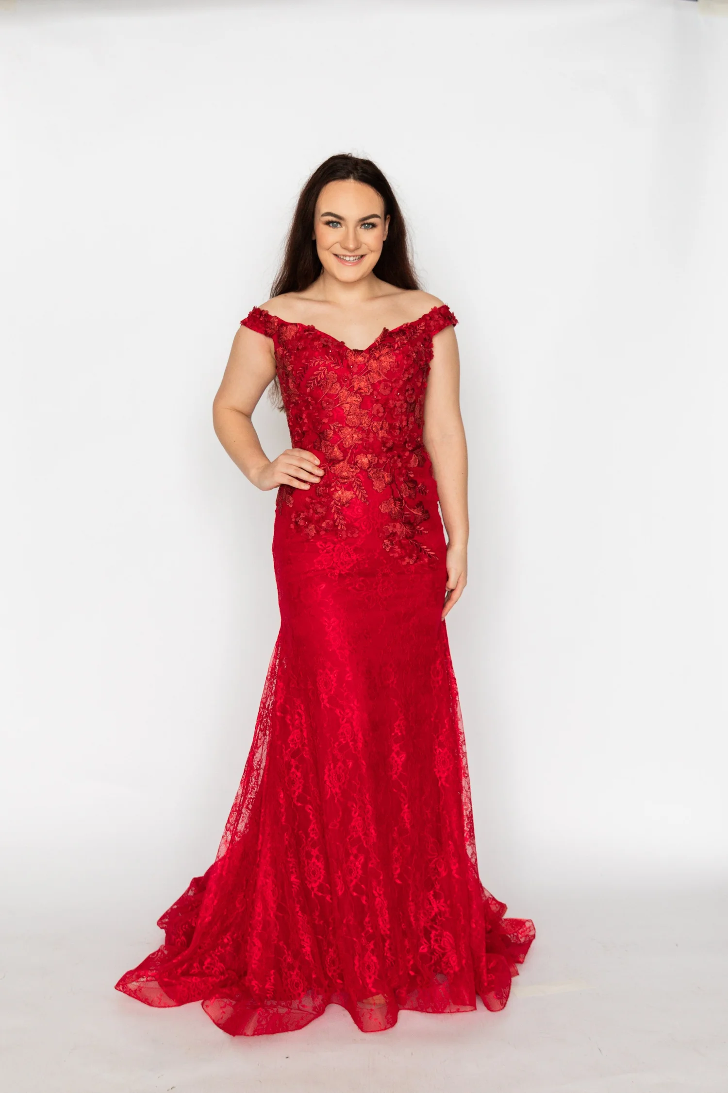 knee length dresses for ladies Plus-Size Ruffle Formal Dress: Mac Duggal 68543 Cherry / 14W