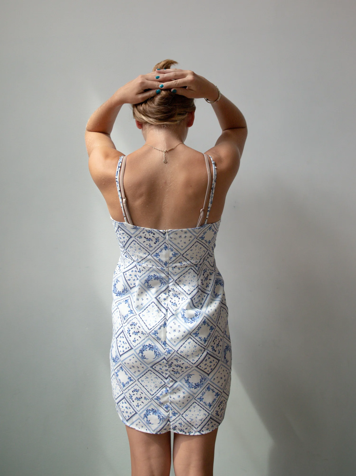 Altar'd State blue floral picnic spread dress