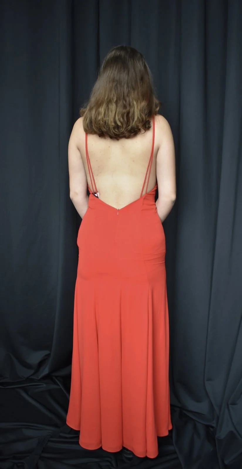 Fame and Partners Low Back Red Dress | Pass Down The Gown  passdownthegown