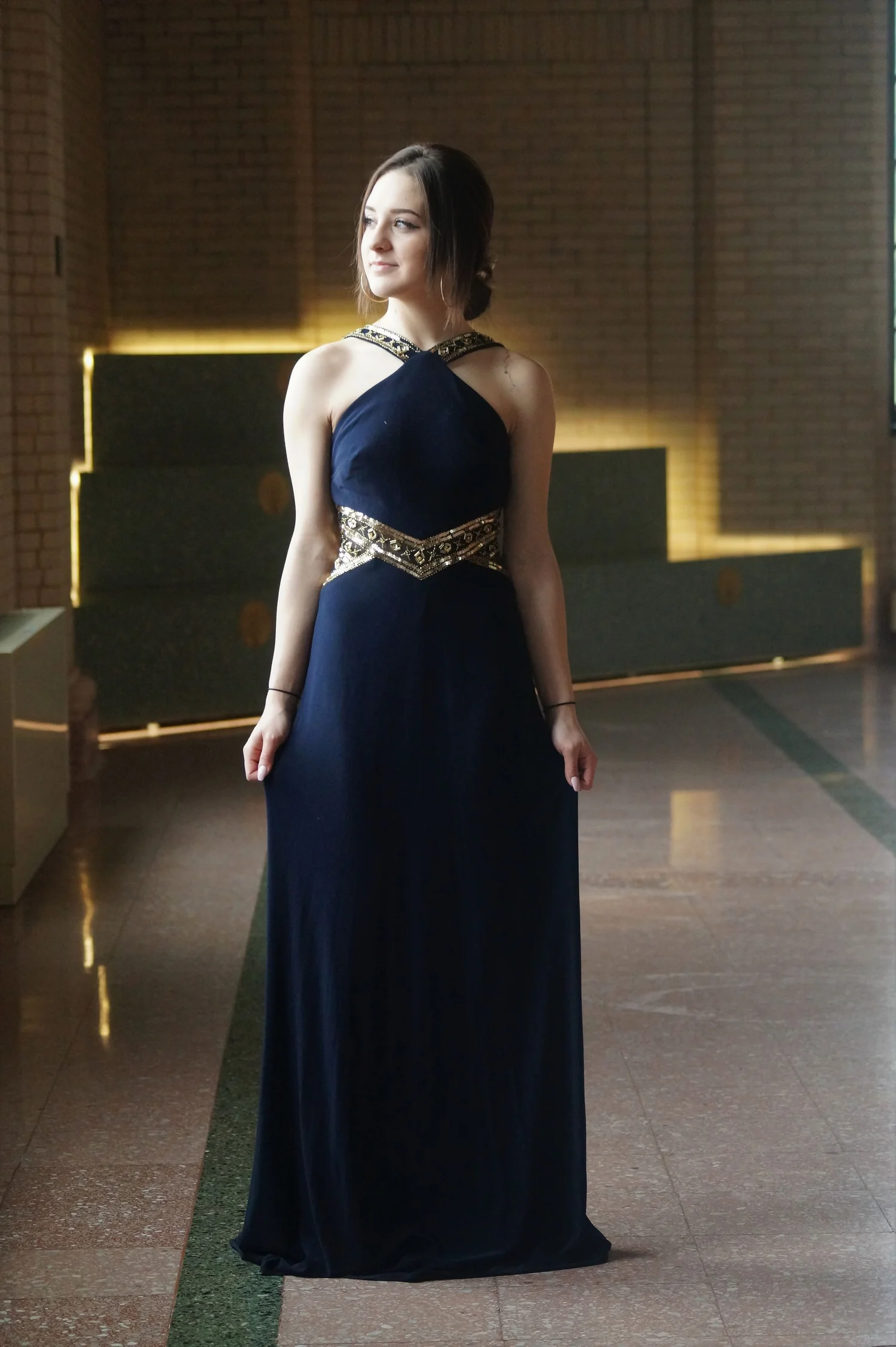 slim fit dress slacks Take The Day Navy Blue Embroidered Midi Dress – Shop the Mint main image 1