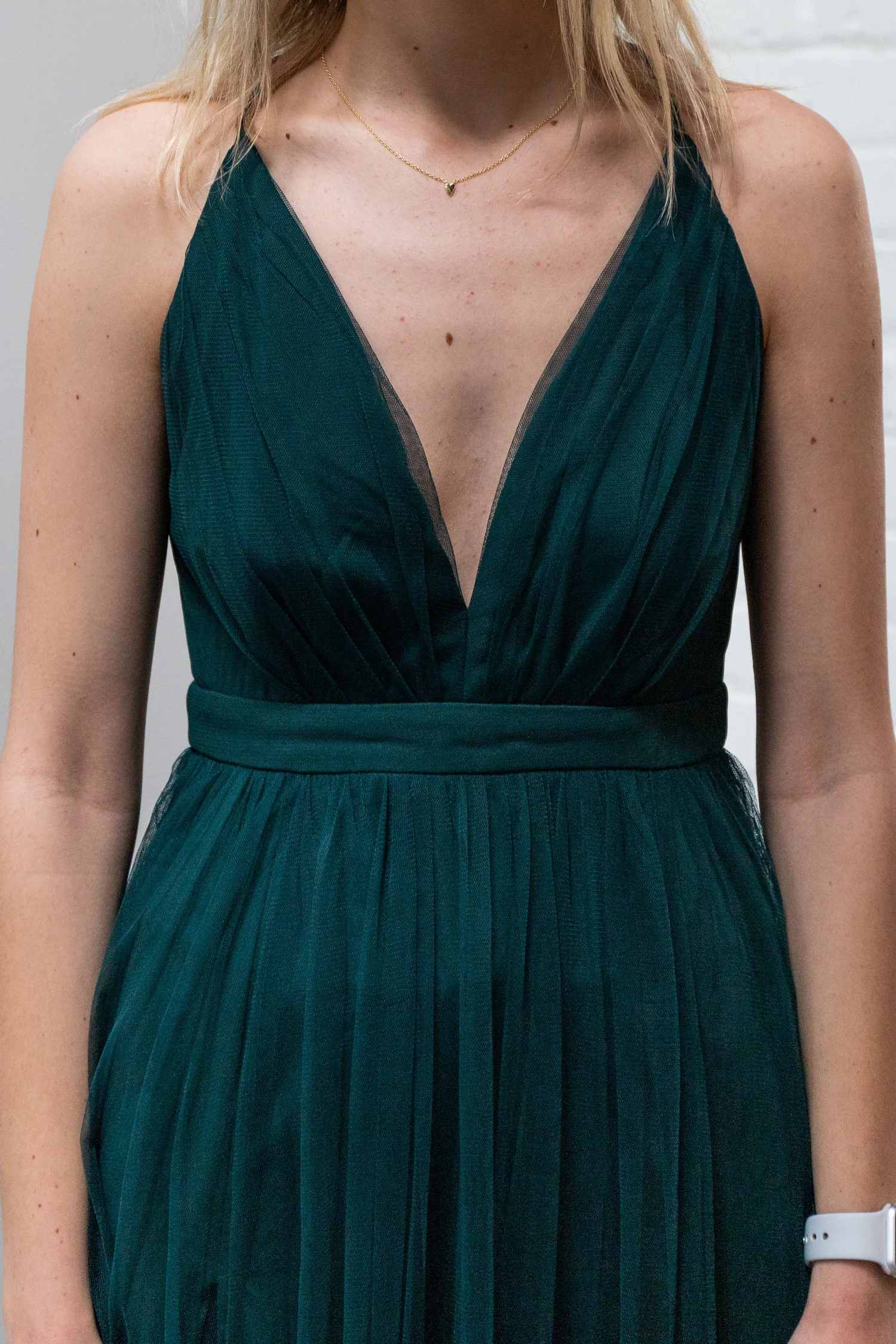 green emerald velvet dress Hunter Green Tulle Maxi Dress With Sequin Top And Criss Cross Back