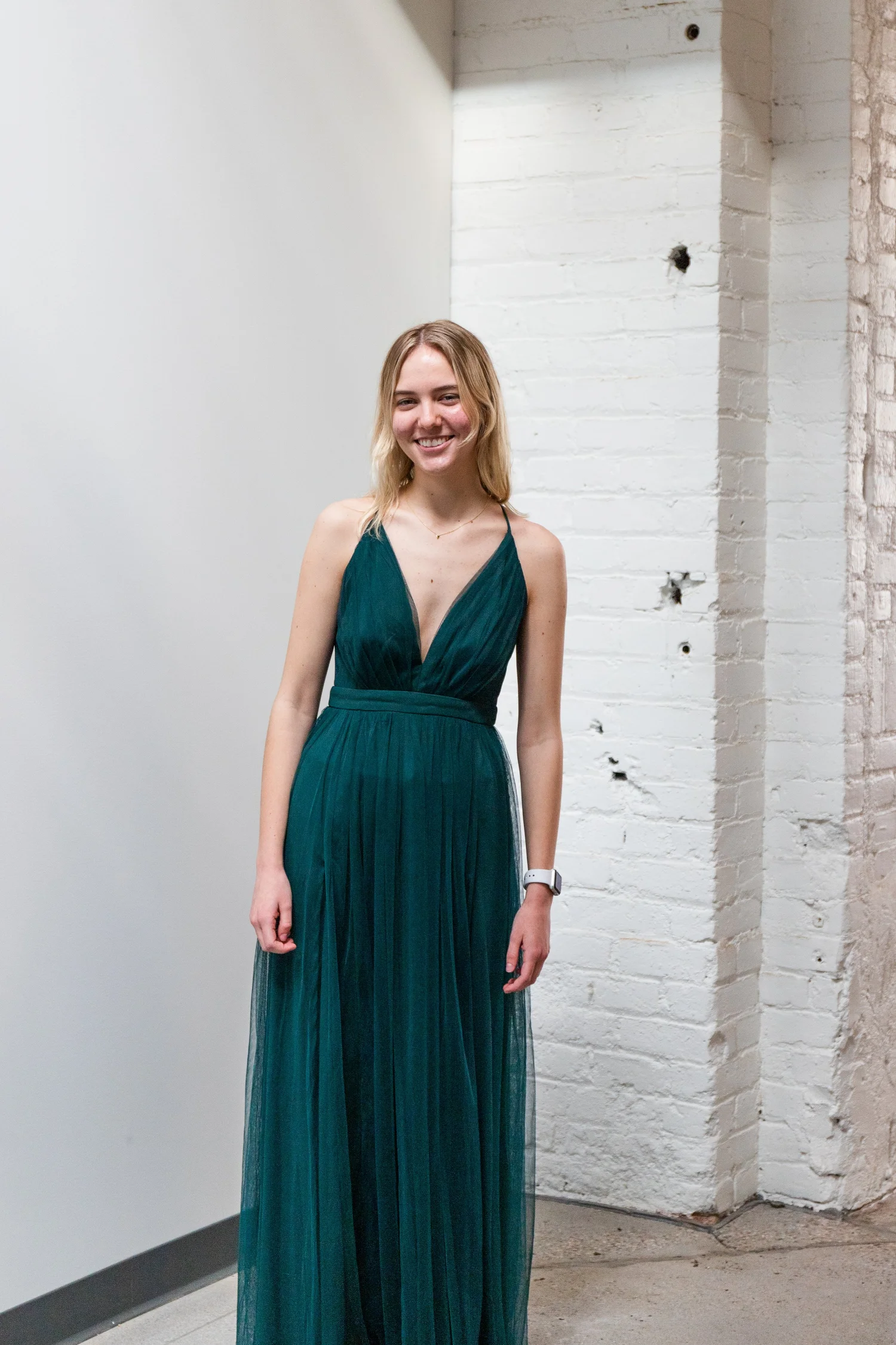 green emerald velvet dress Hunter Green Ruched Maxi Dress With Slit main image 0