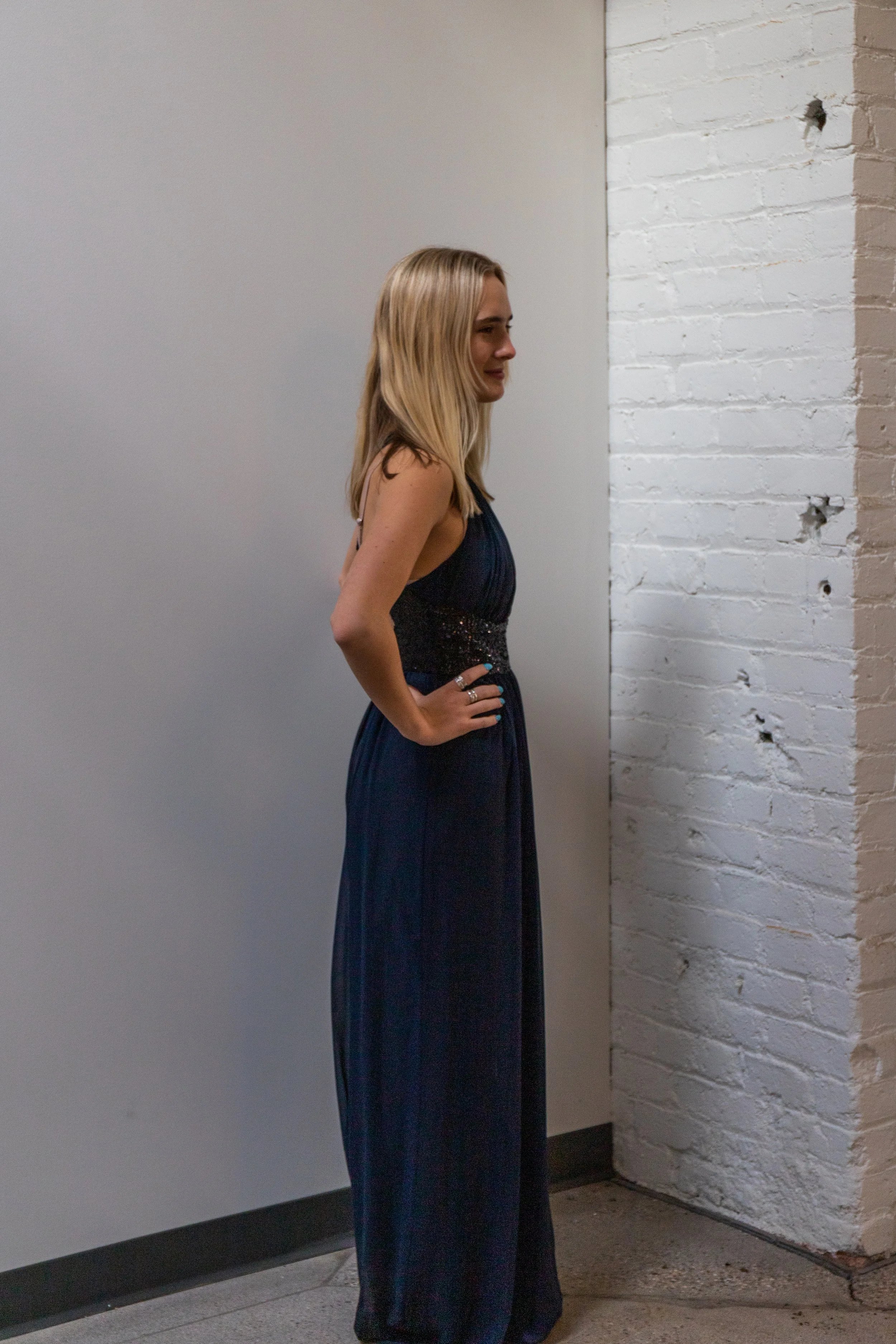 Calvin klein navy gown 2025