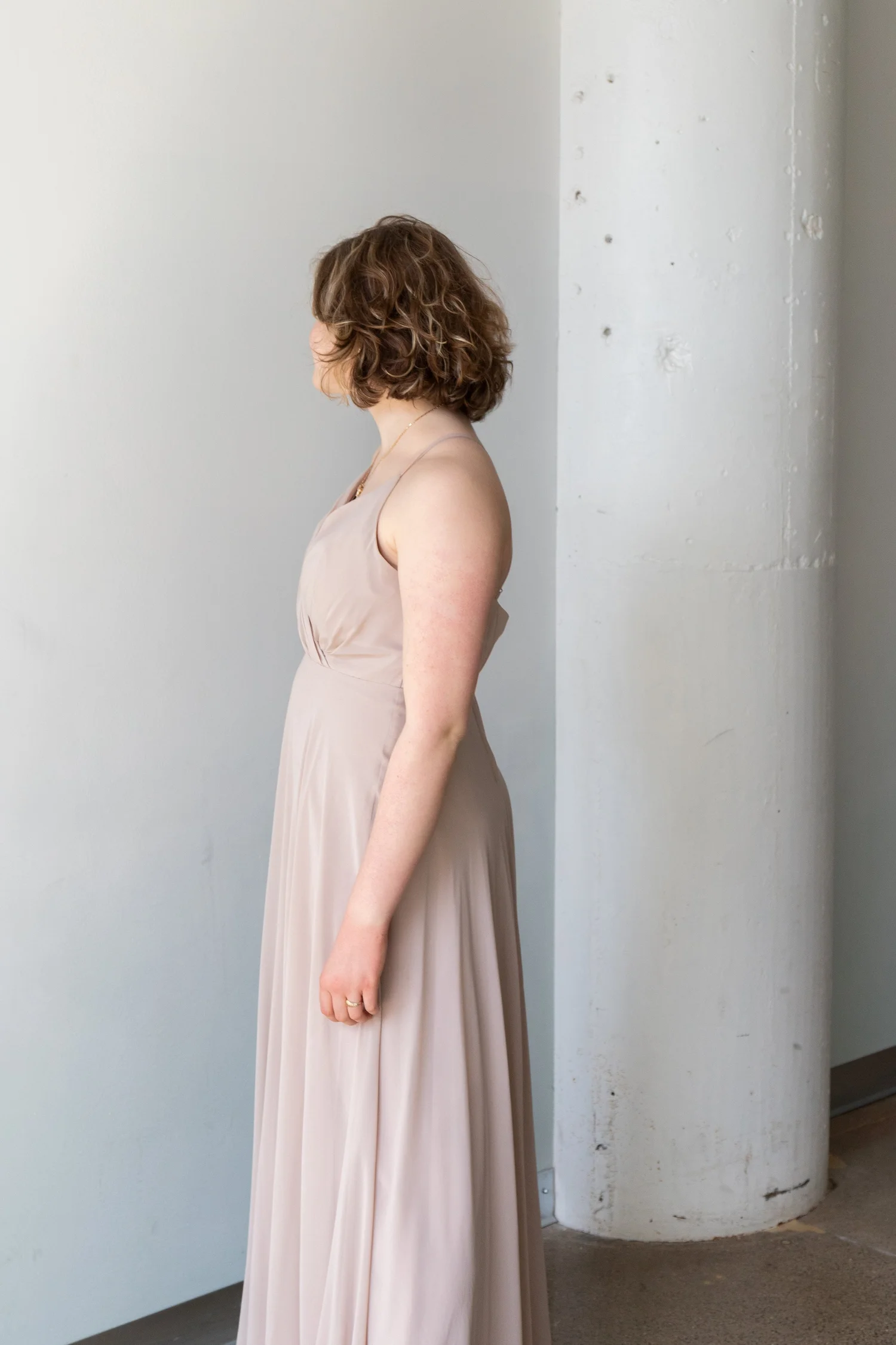 Davids Bridal Tan V-neck Gown  passdownthegown