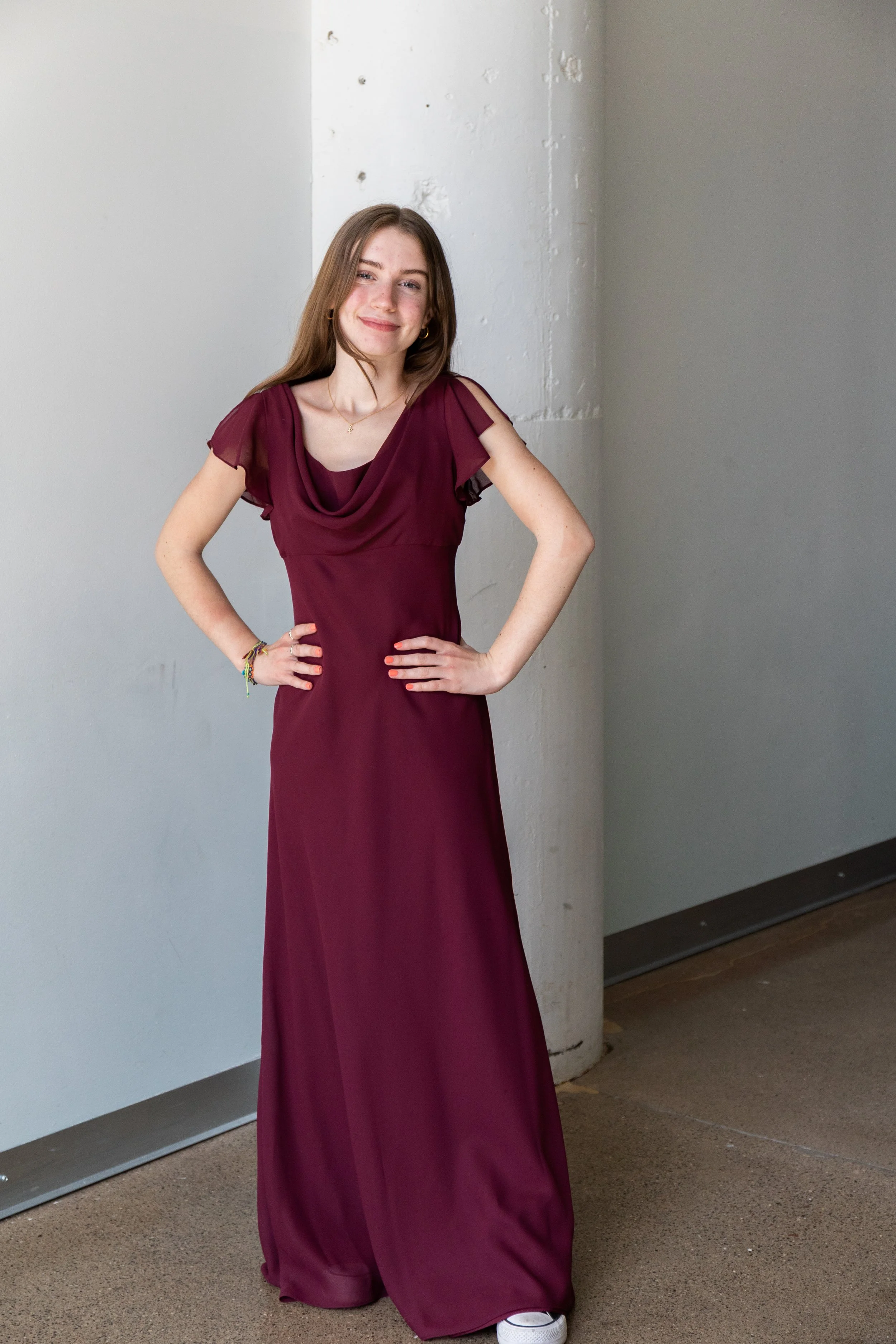 Michaelangelo Maroon Cowl Gown