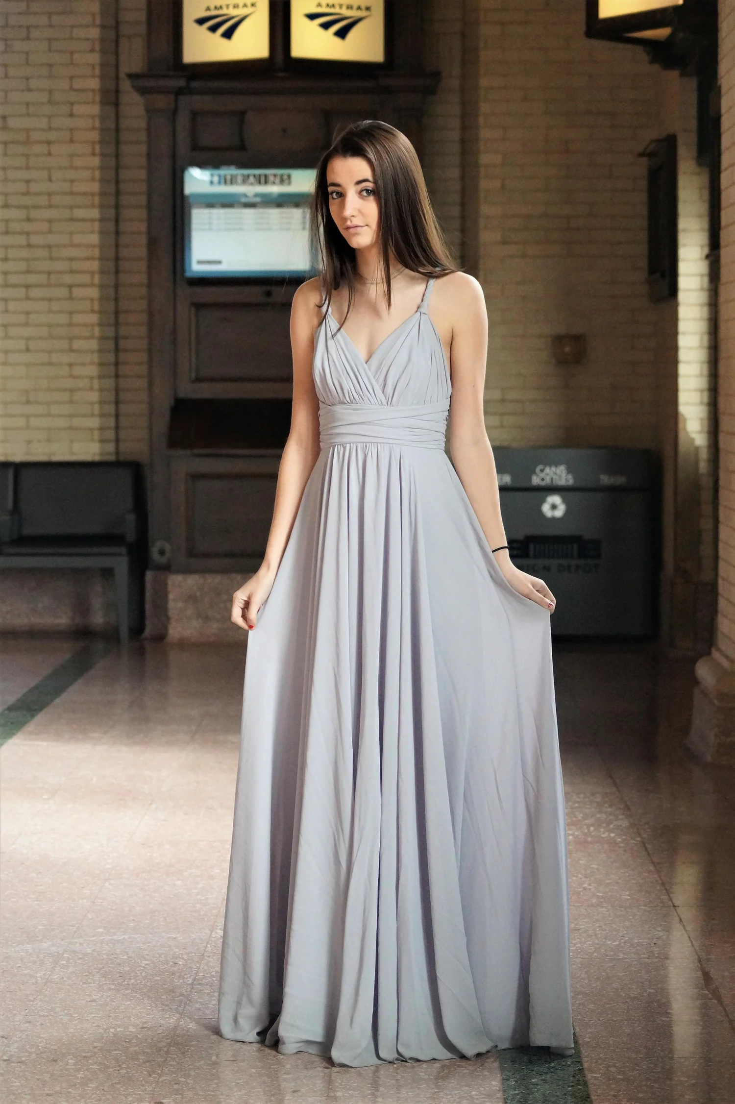 strapless open back dress Pastel Garden Pinafore Dress (Purple) S