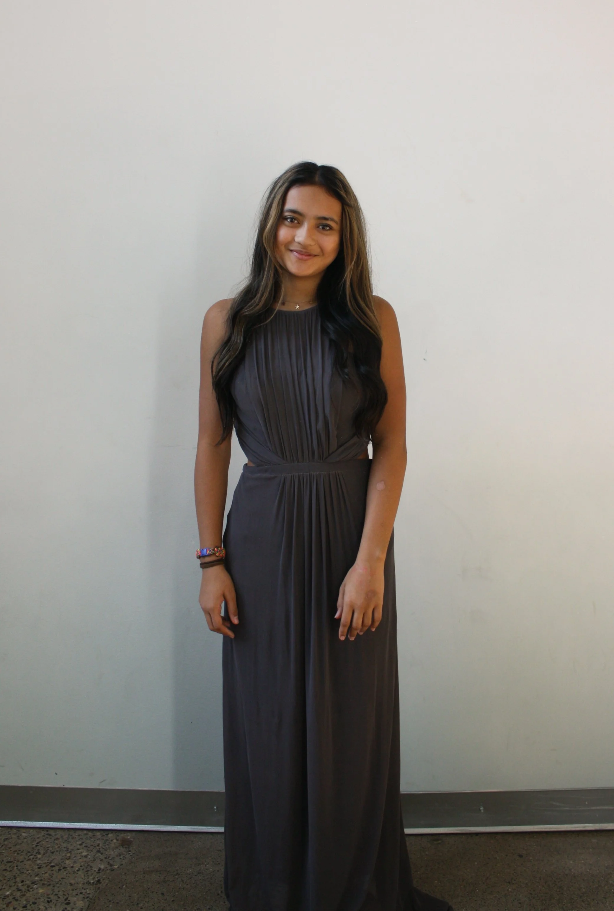 La Femme Grey Square Top Dress