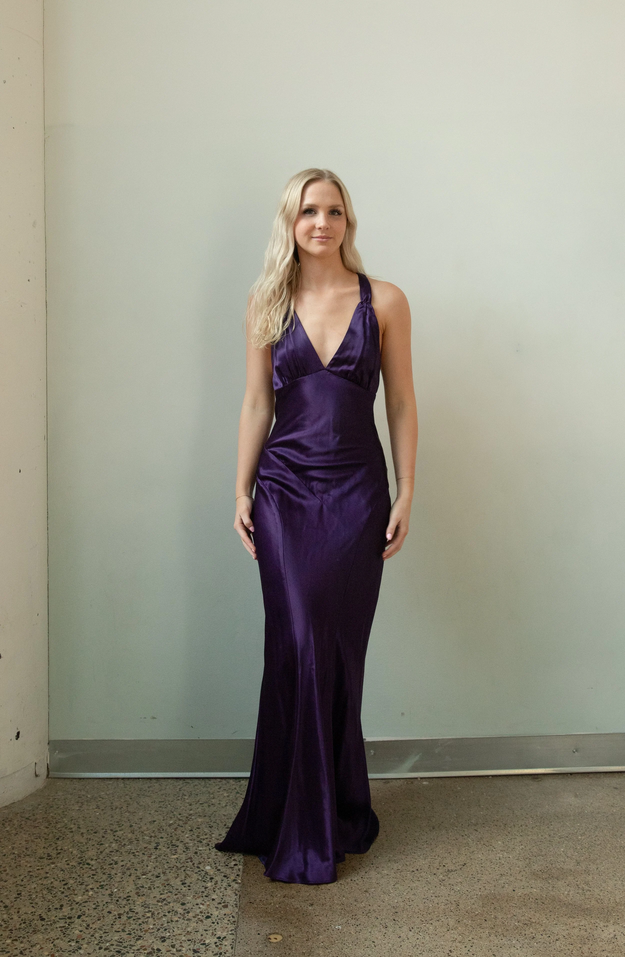 Kiki deep purple V neck open back