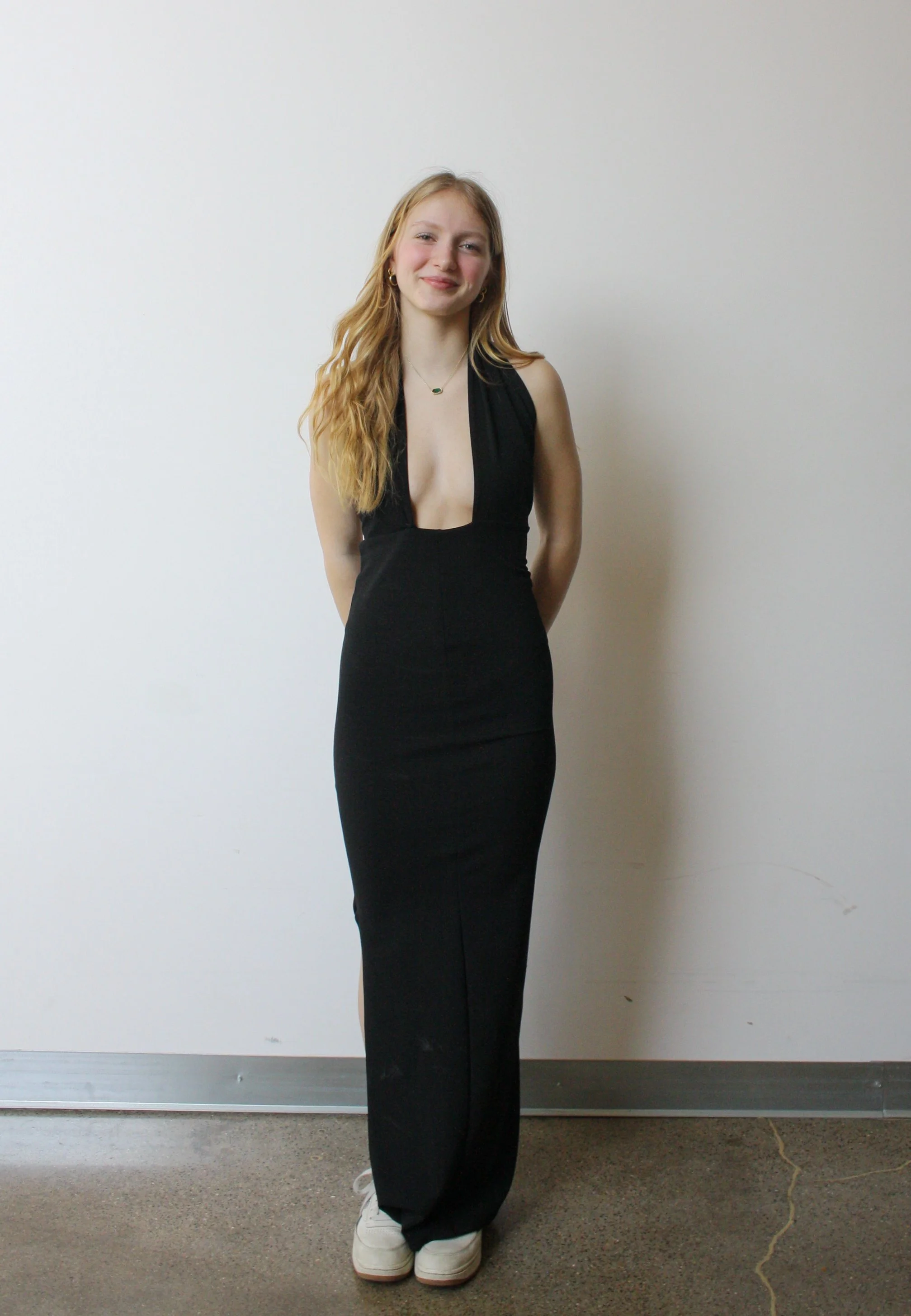 Black Plunge Neck Gown