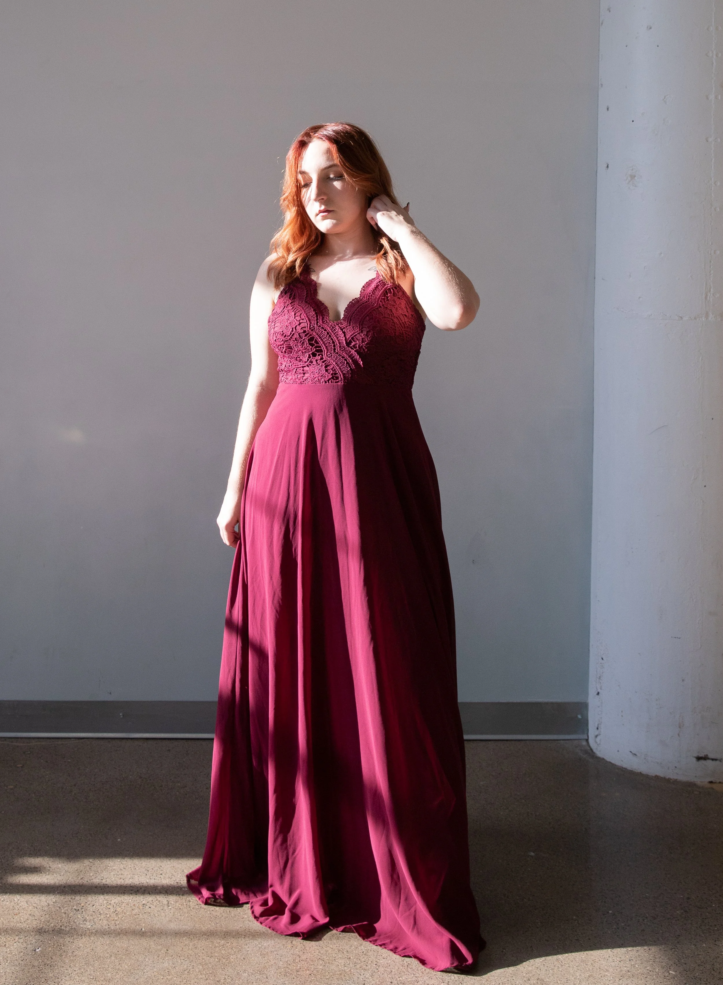Madalyn Burgundy Lace Maxi Dress