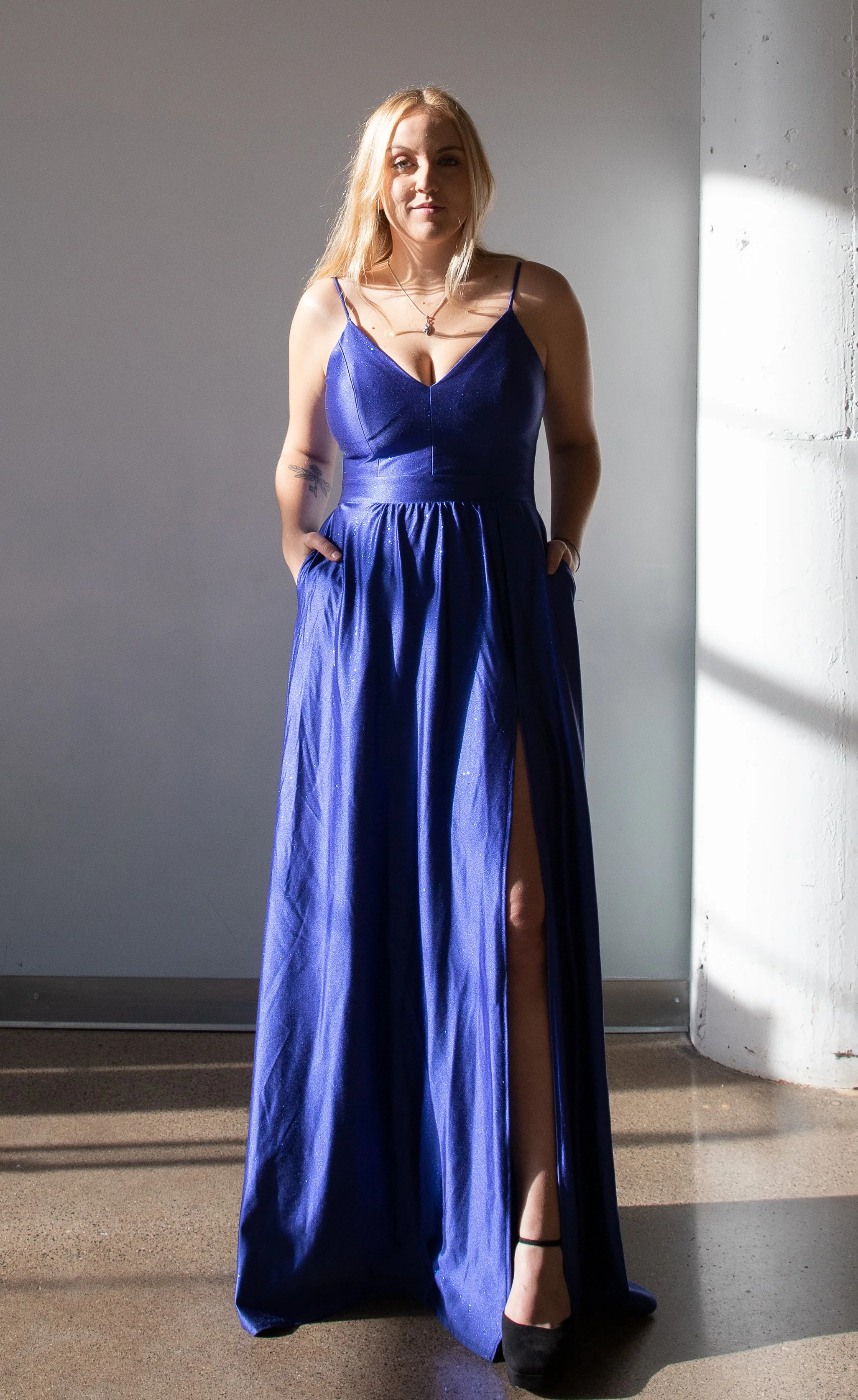 Riley Glitter Satin A-Line Formal Dress