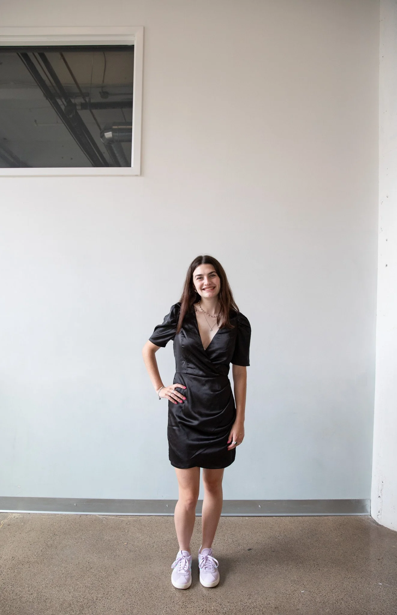 Lulus Black V-Neck Short Sleeve Mini Dress