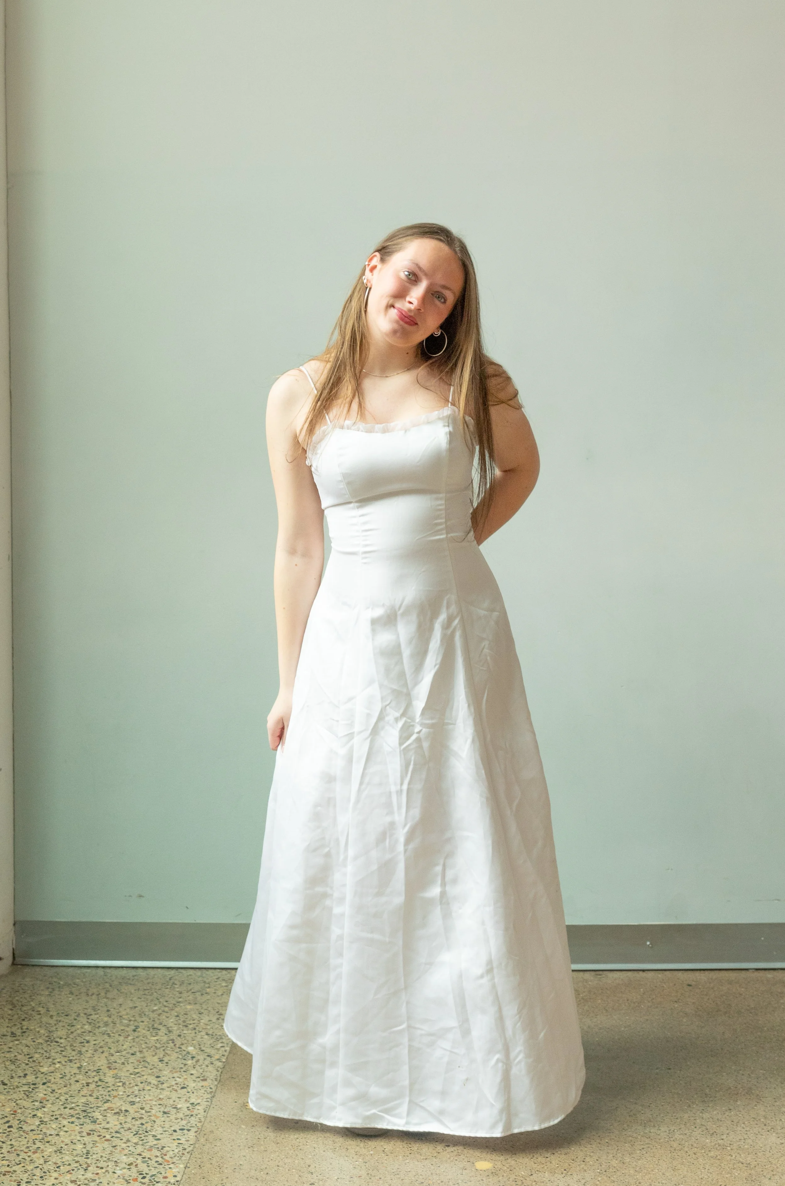 Jump Apparel white ruffle neckline dress