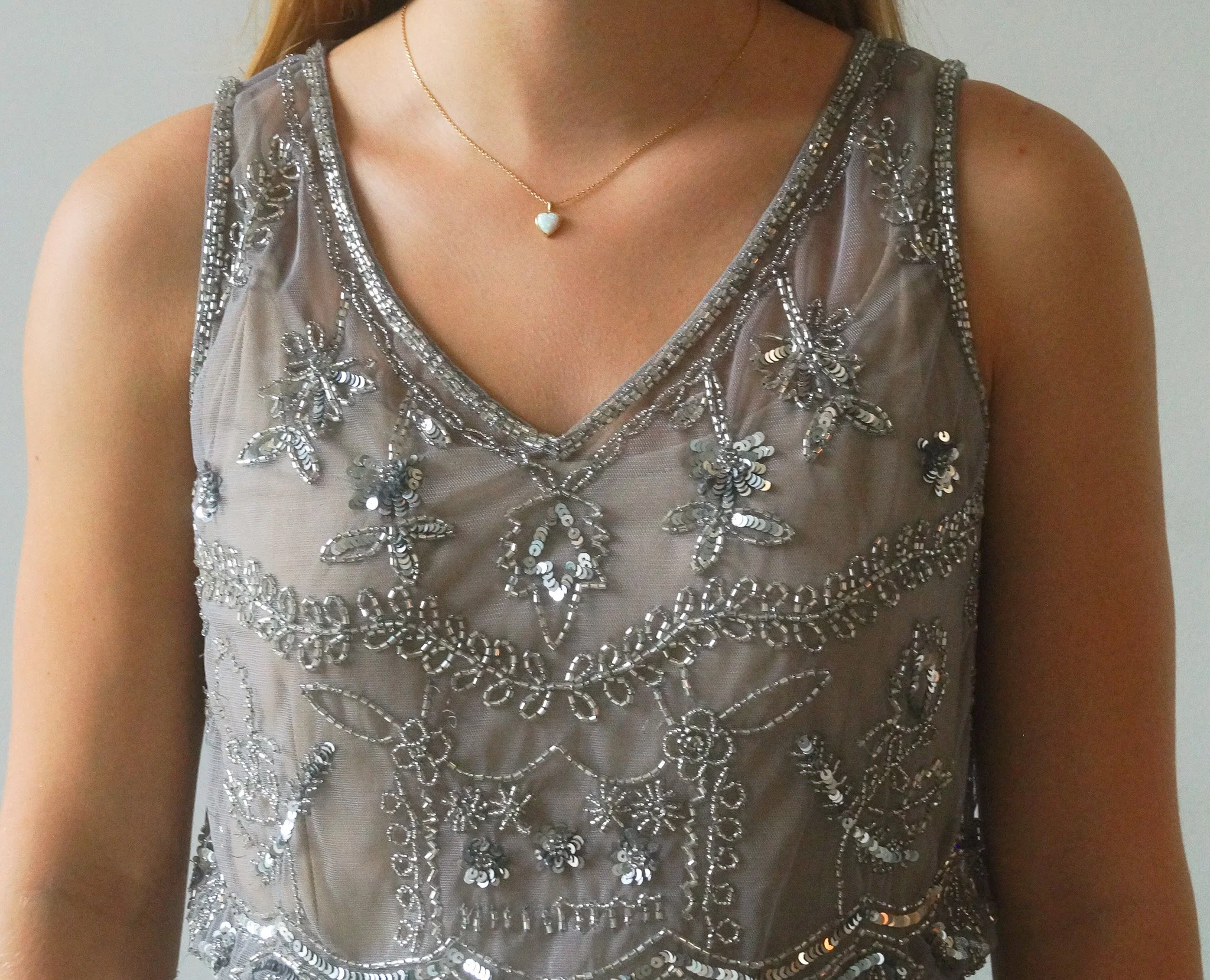 Adrianna Papell Grey Sequined Dress