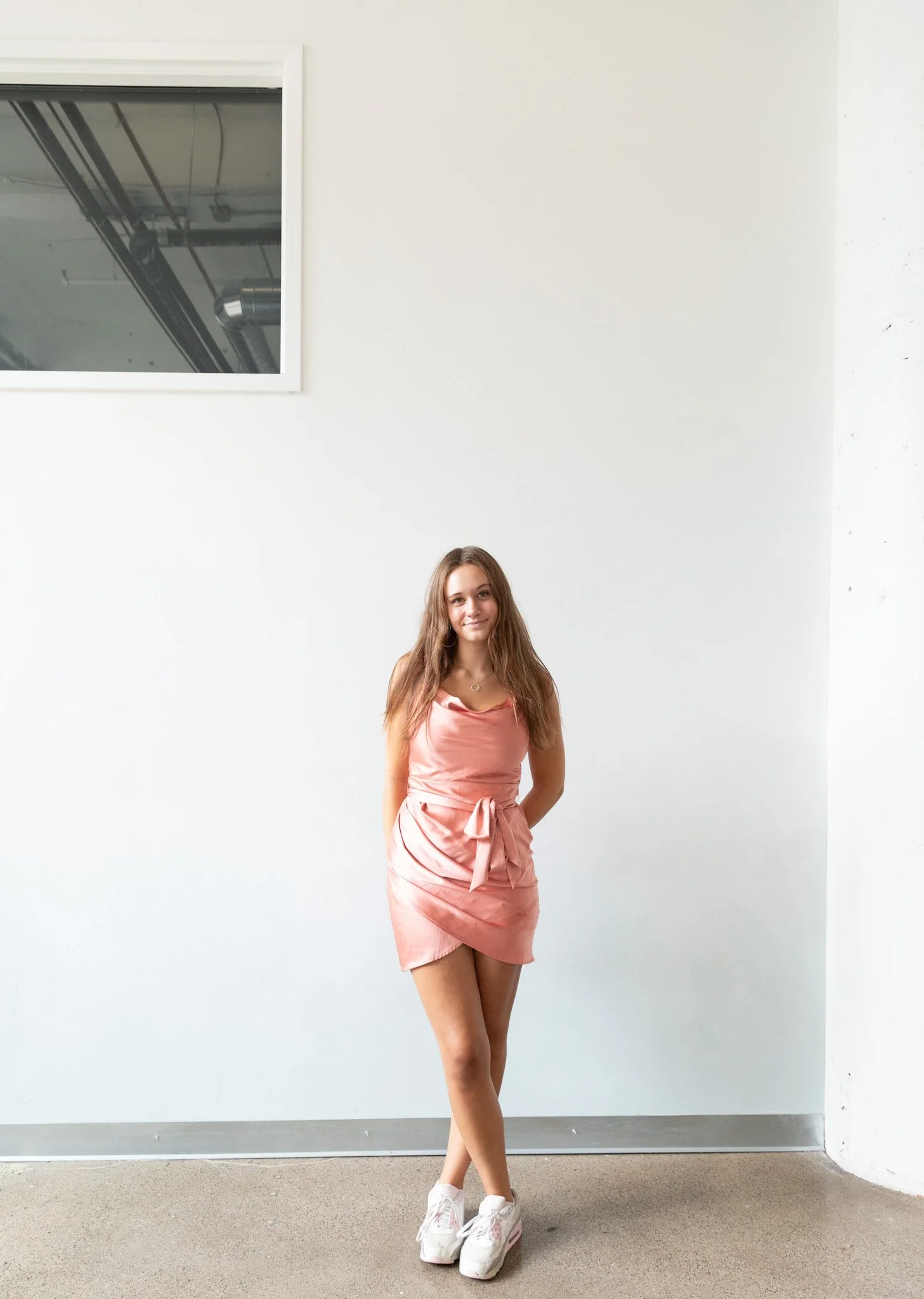 Lulus Coral Silk Cowl Neck Mini Dress