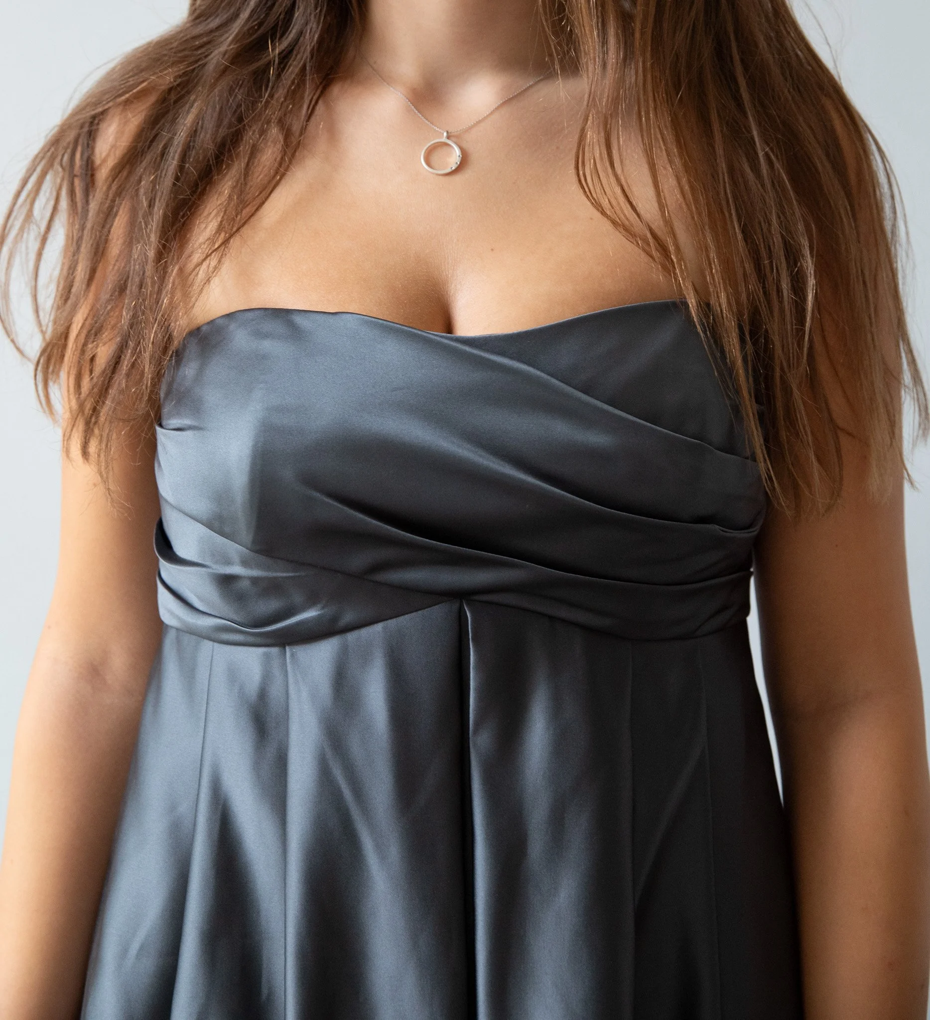Melisa Sweet Gray Strapless with Bow