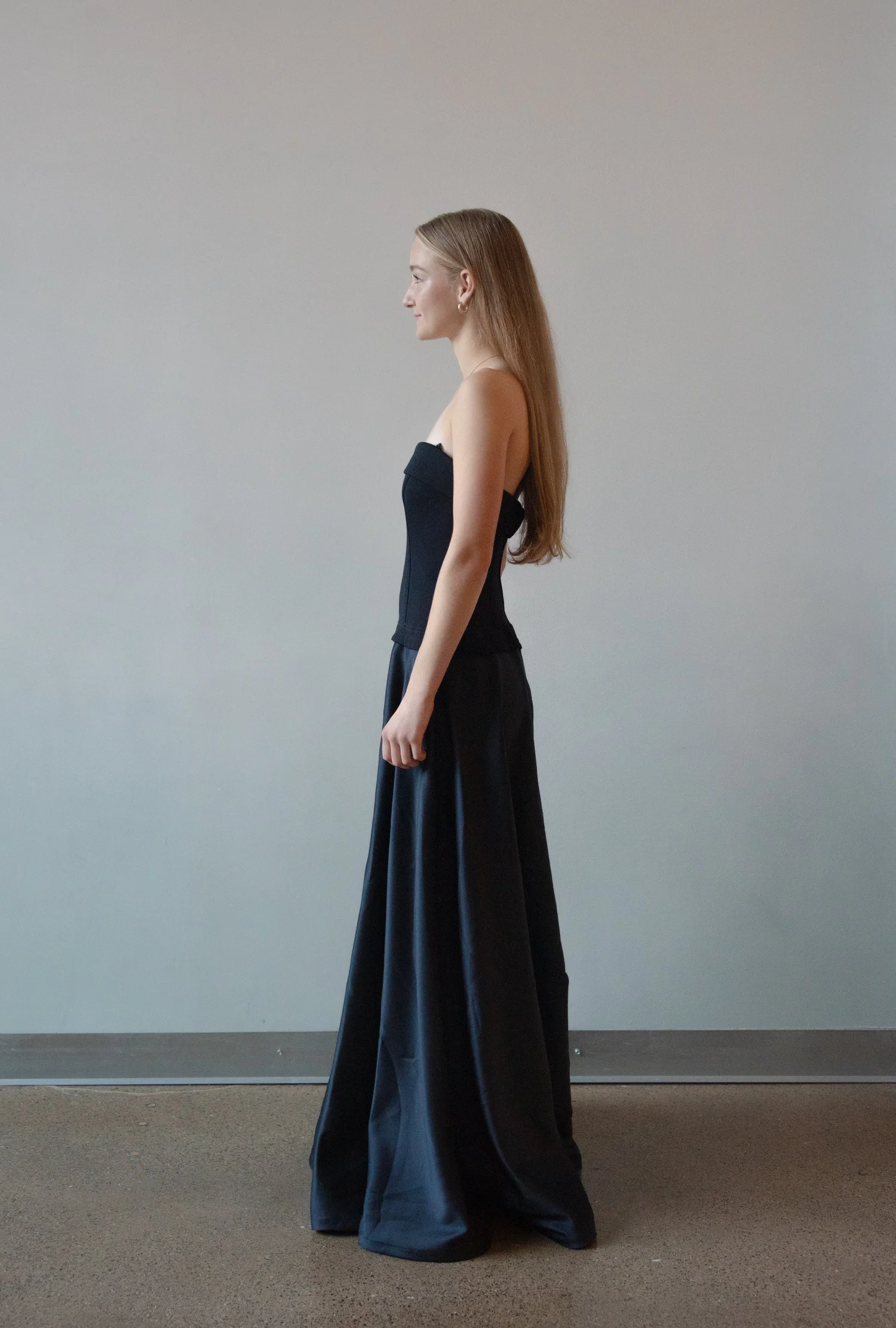 Saks Fifth Avenue Black strapless drop waist dress