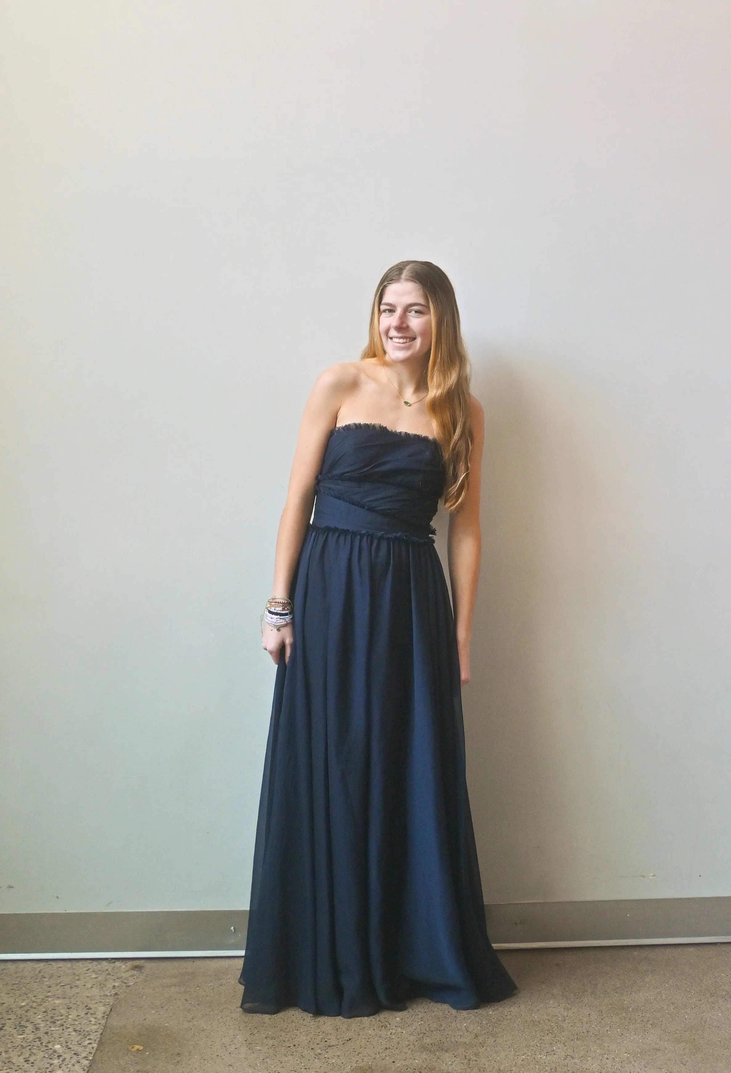 Monique Lhuiiller Strapless Navy Gown