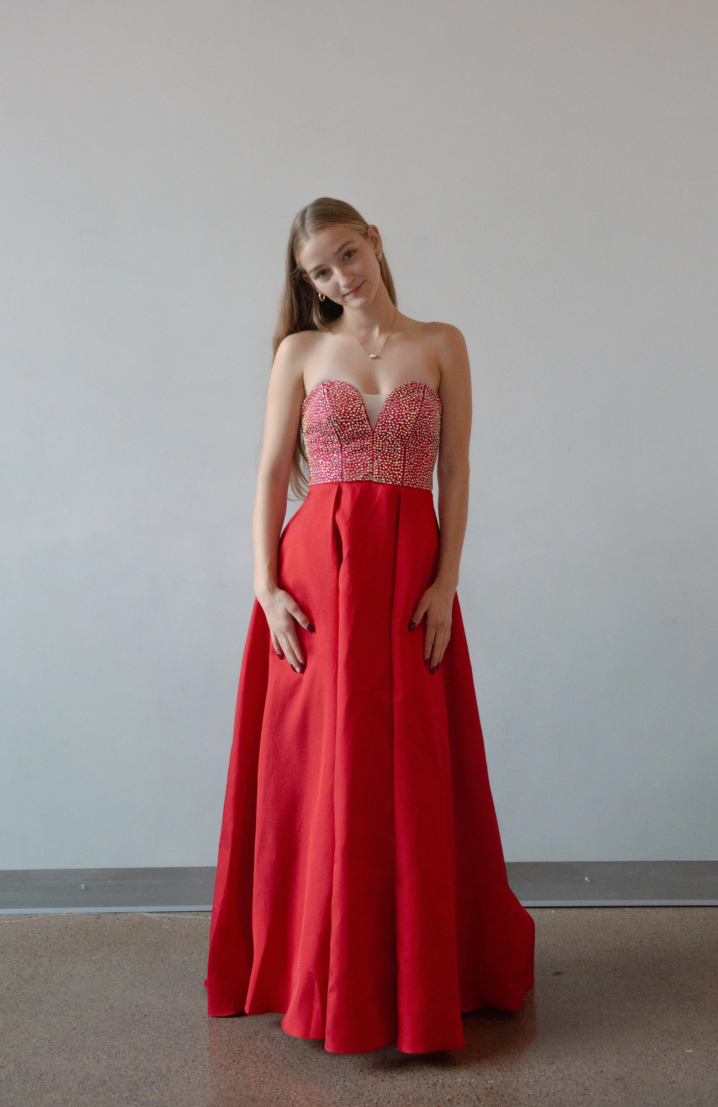 TLC say yes to the prom strapless red sequin gown