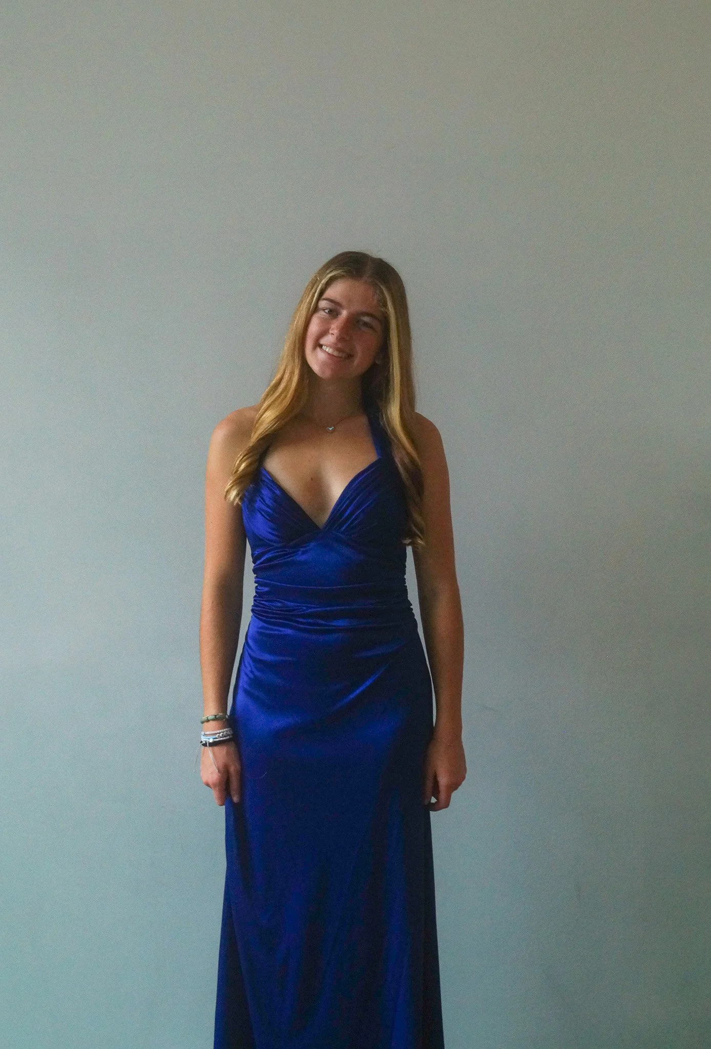 Morgan and Co. Royal Blue Sweetheart Low Back Gown