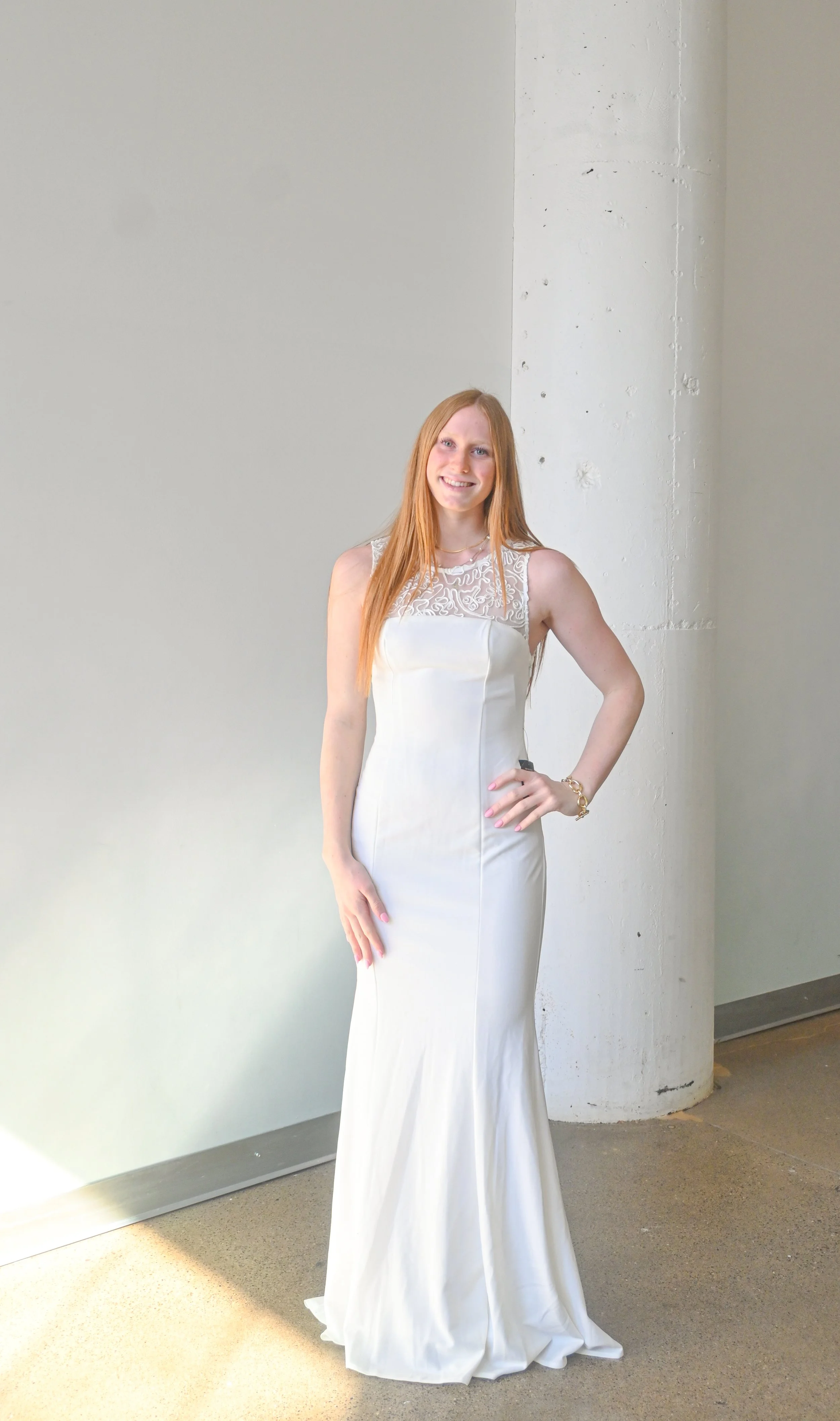 Lulu's White Embroidered Neckline Maxi Dress