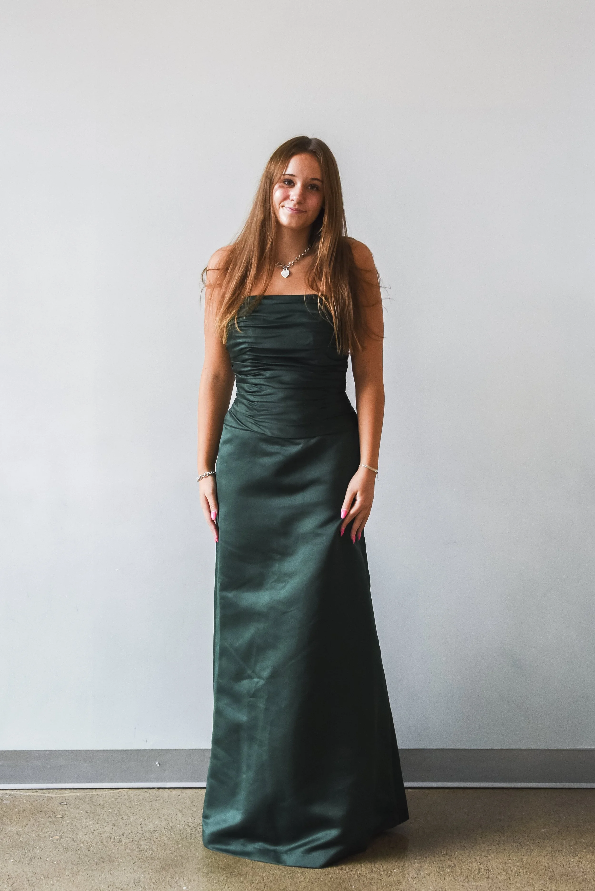 Saison Blanche Dark Forest Green Strapless Midi Dress