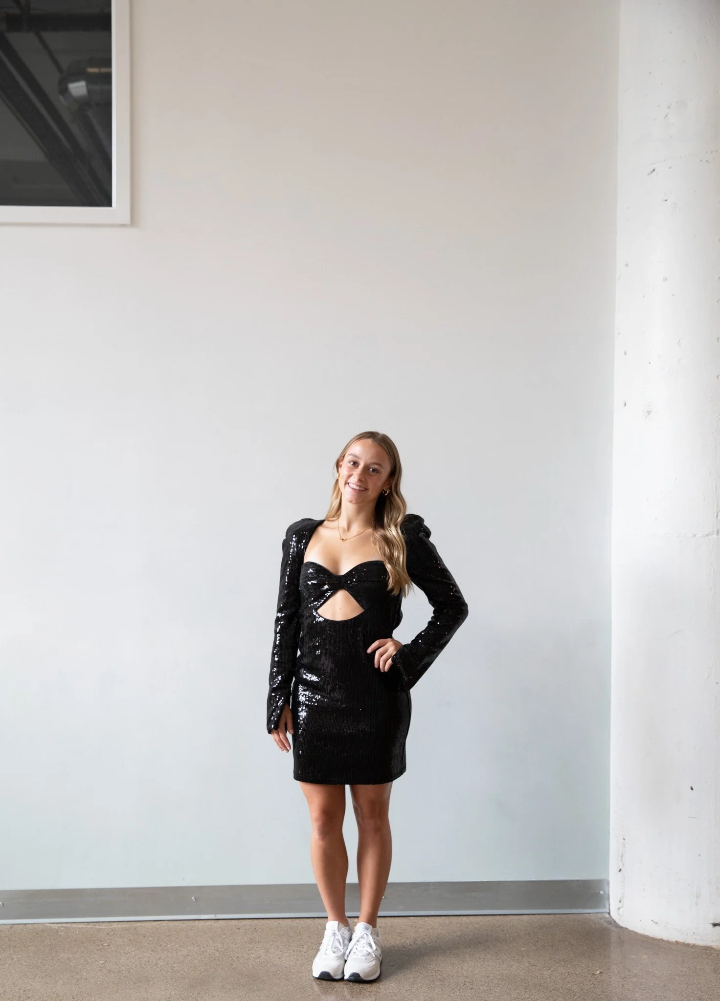 Michael Costello Black Cutout Long Sleeve Mini Dress