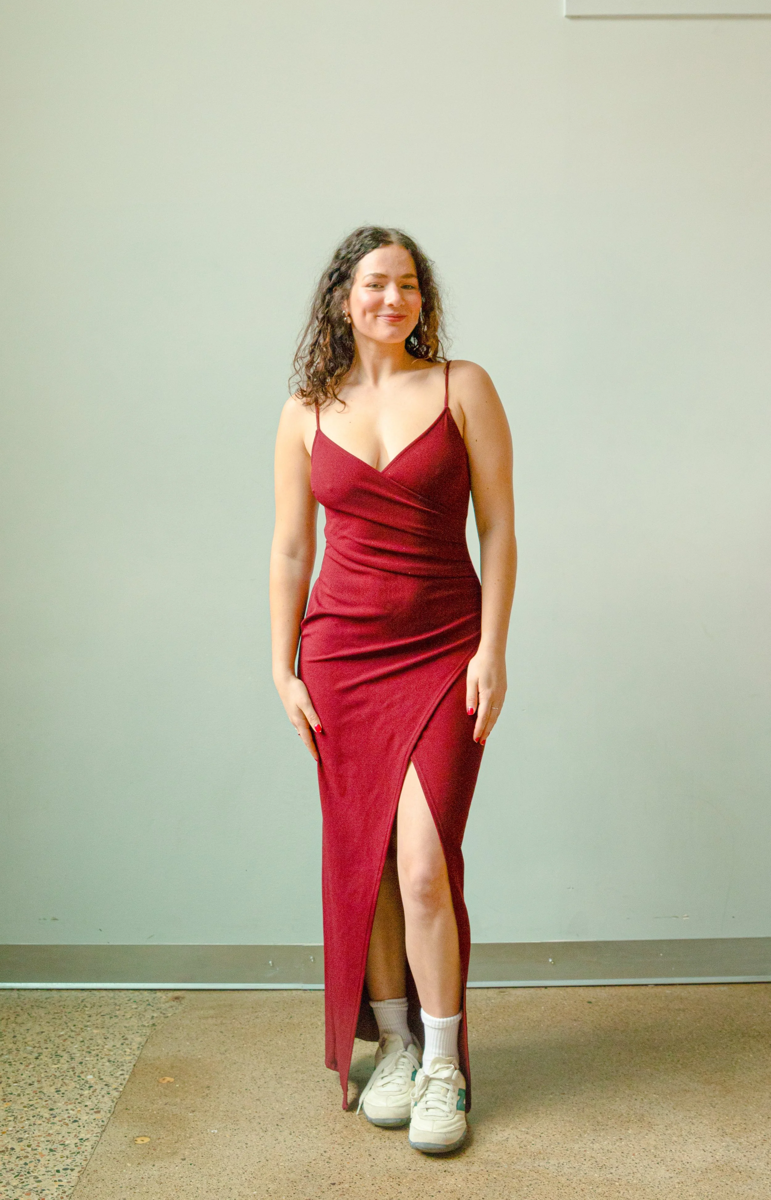 Lulus burgundy spaghetti strap dress