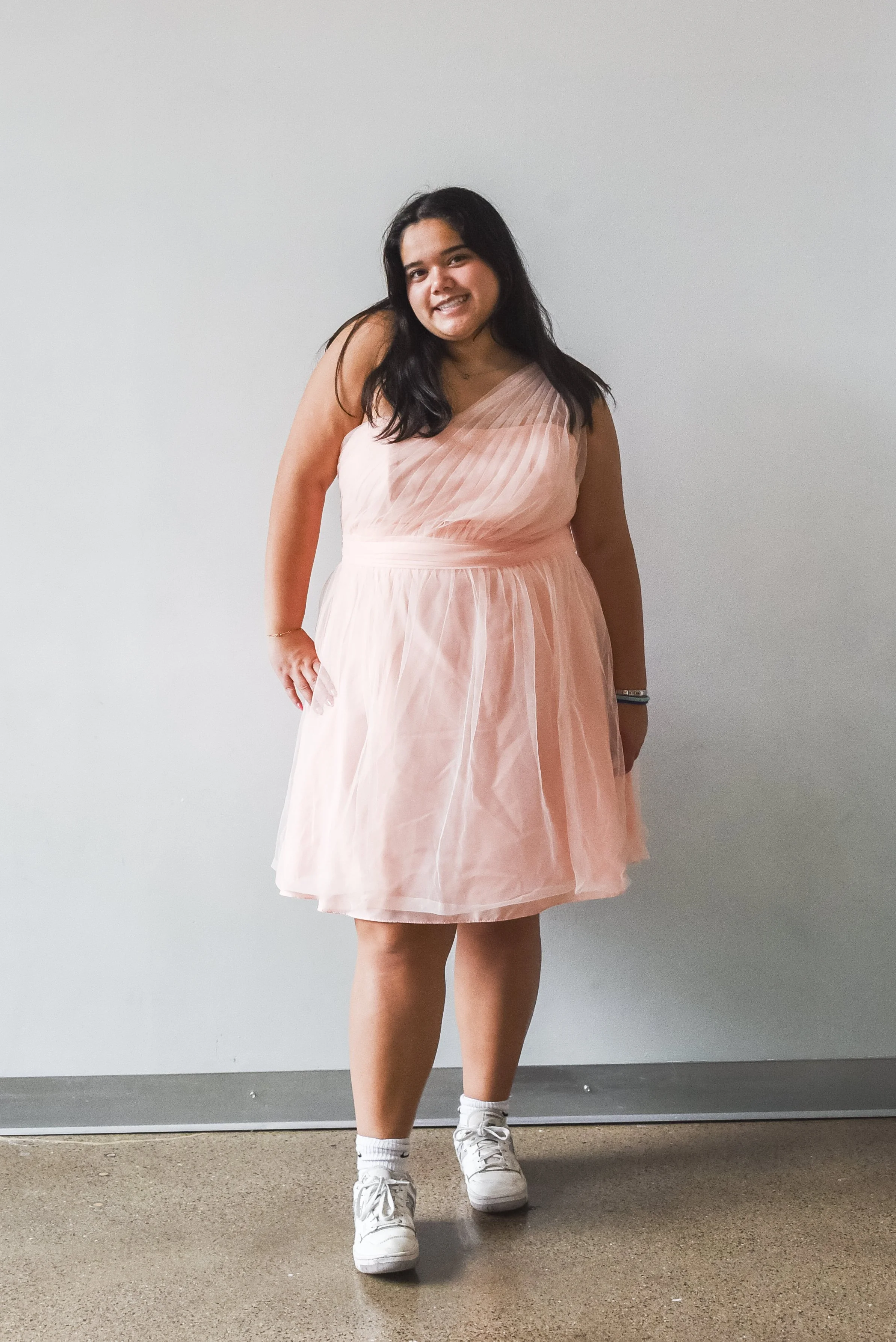 Davids Bridal One Shoulder Peach Mini