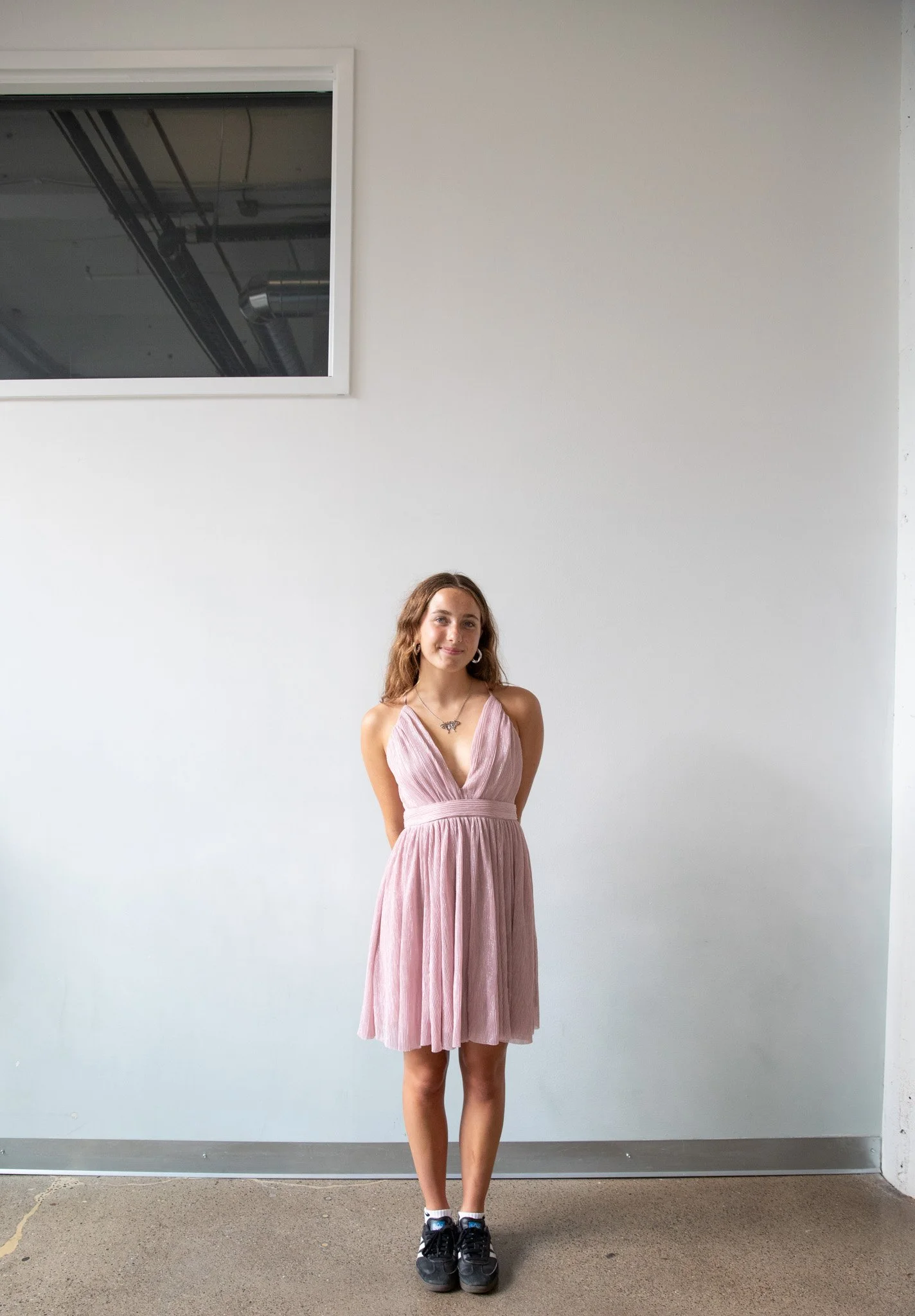 Sparkly Mauve Plunge V Neck Maniju