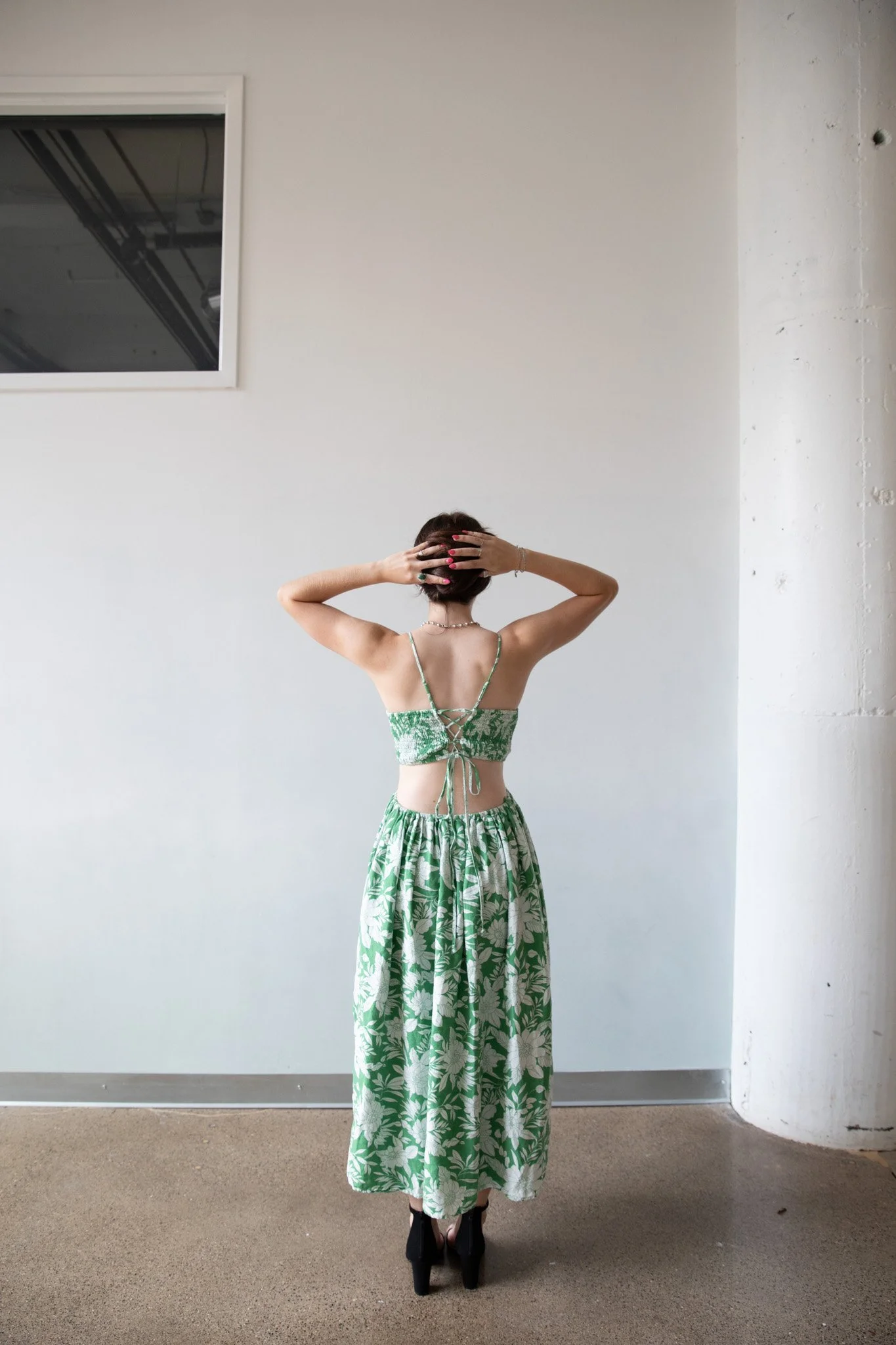 green emerald velvet dress Erin Dress main image 1
