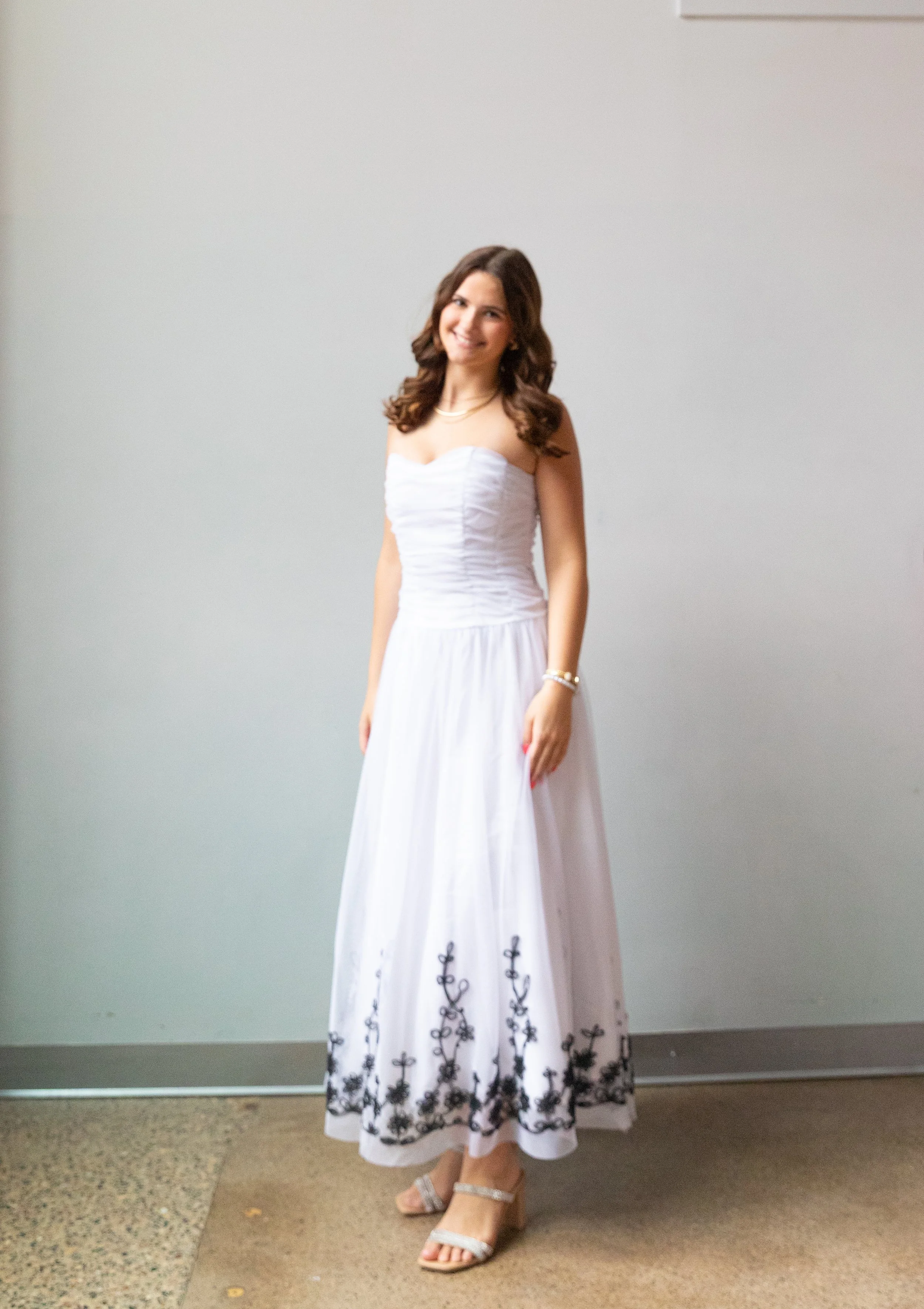 Masquerade White and Black Strapless Gown