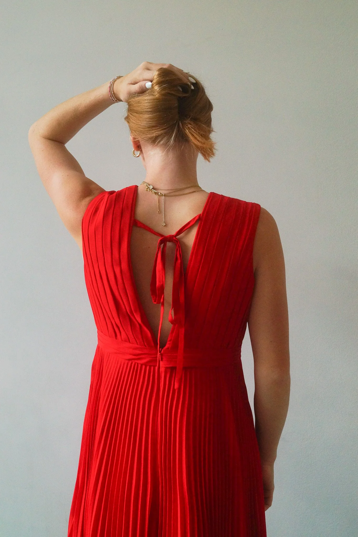JJs House Red Pleaded Gown | Pass Down The Gown  passdownthegown