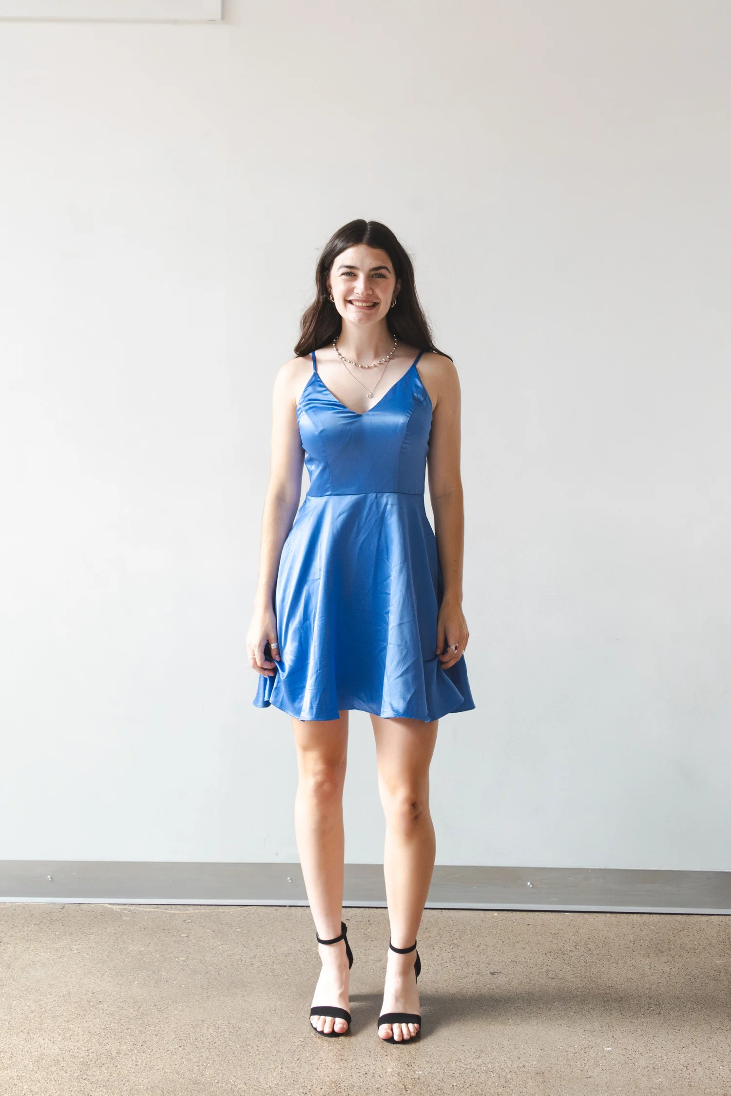 B. Darlin soft royal blue v neck mini dress | Pass Down The Gown   passdownthegown