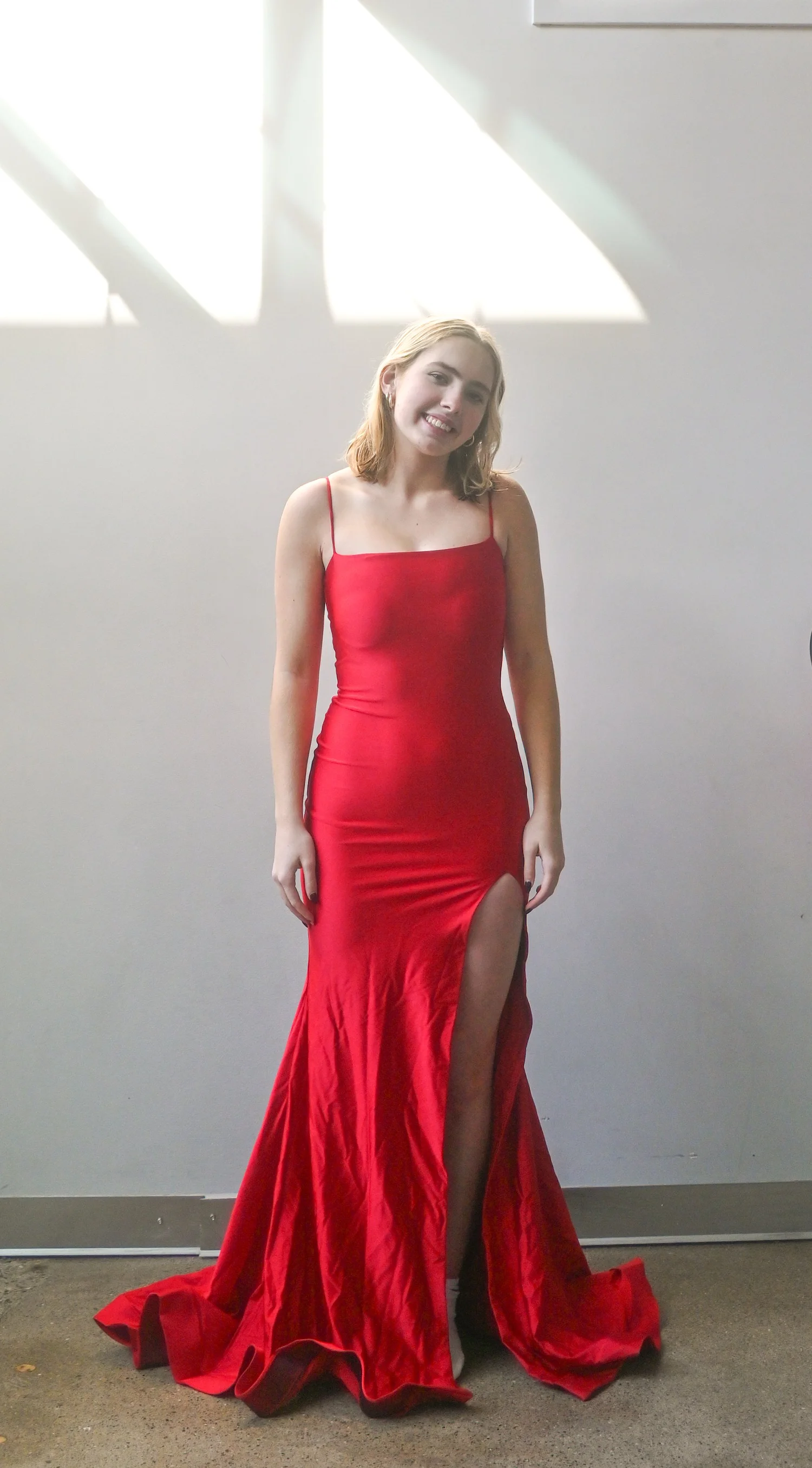open lace back dress Nicole Scherzinger 2024 Tony Awards Red Trumpet Dress