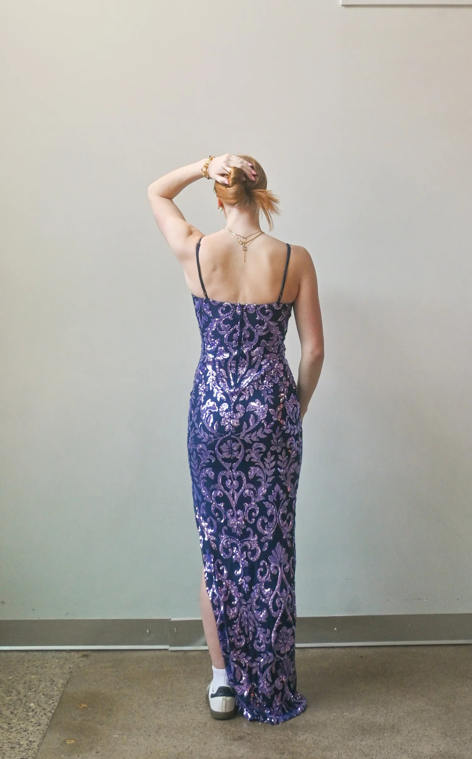 Windsor Navy and Purple Sequin | Pass Down The Gown  passdownthegown