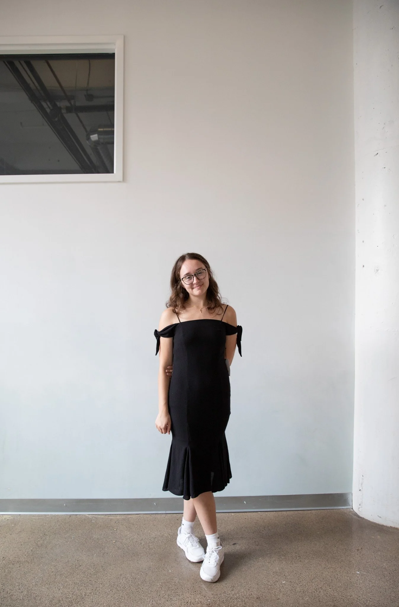 Bailey Black off the Shoulder Fit and Flare Dress