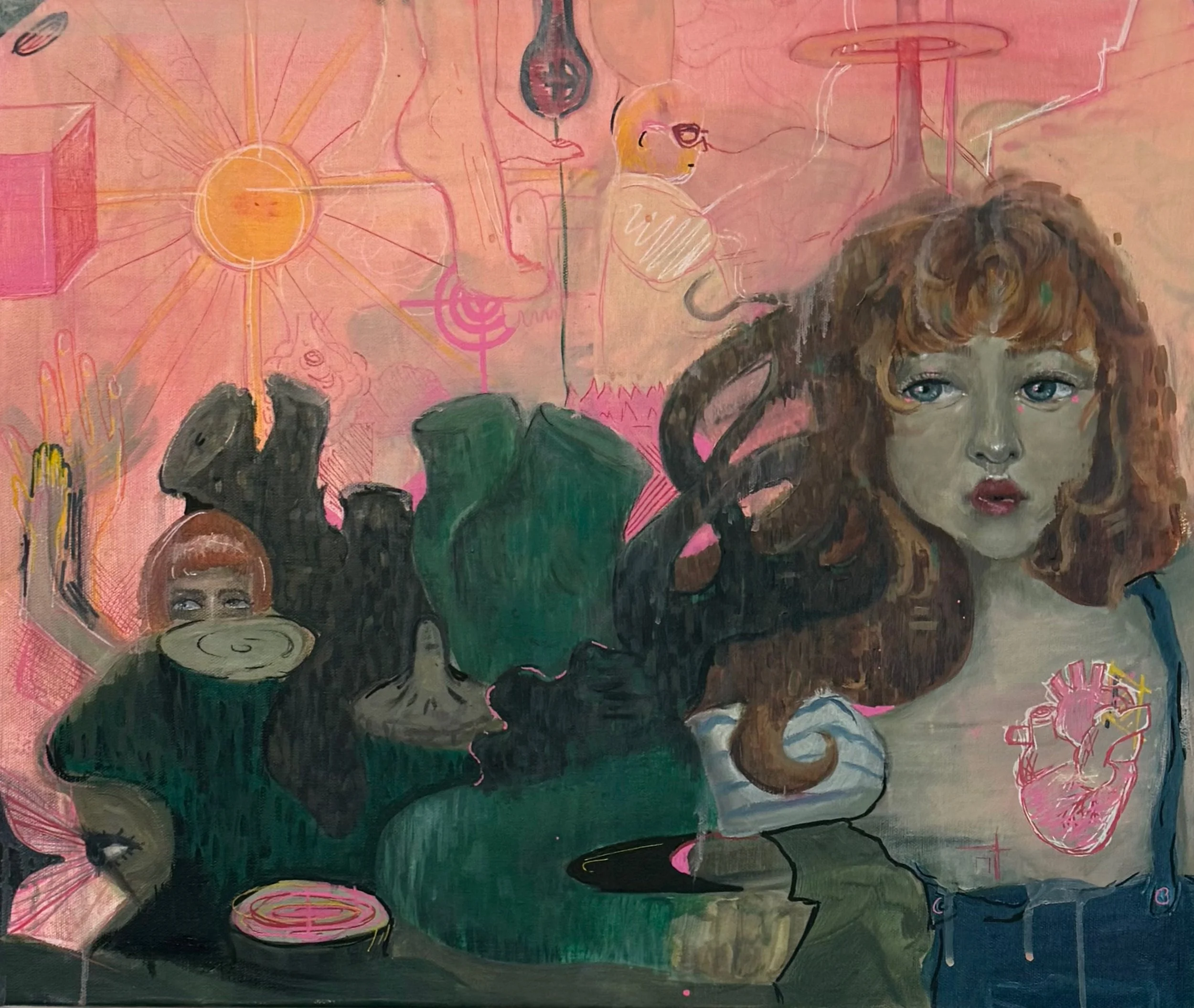 Getting Dressed (on Salman Toor), 2026; Acrylic on canvas