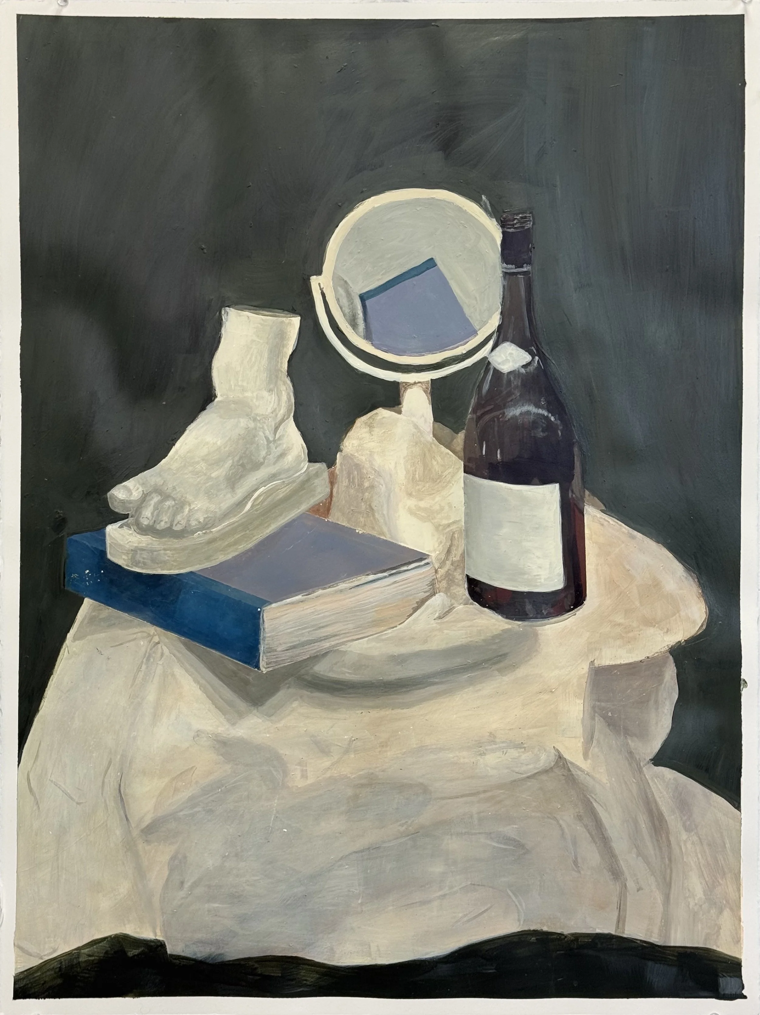 Still Life via Cézanne, Derain, & Susan Jane Walp (Ghosts at the Table), 2026; Acrylic on paper
