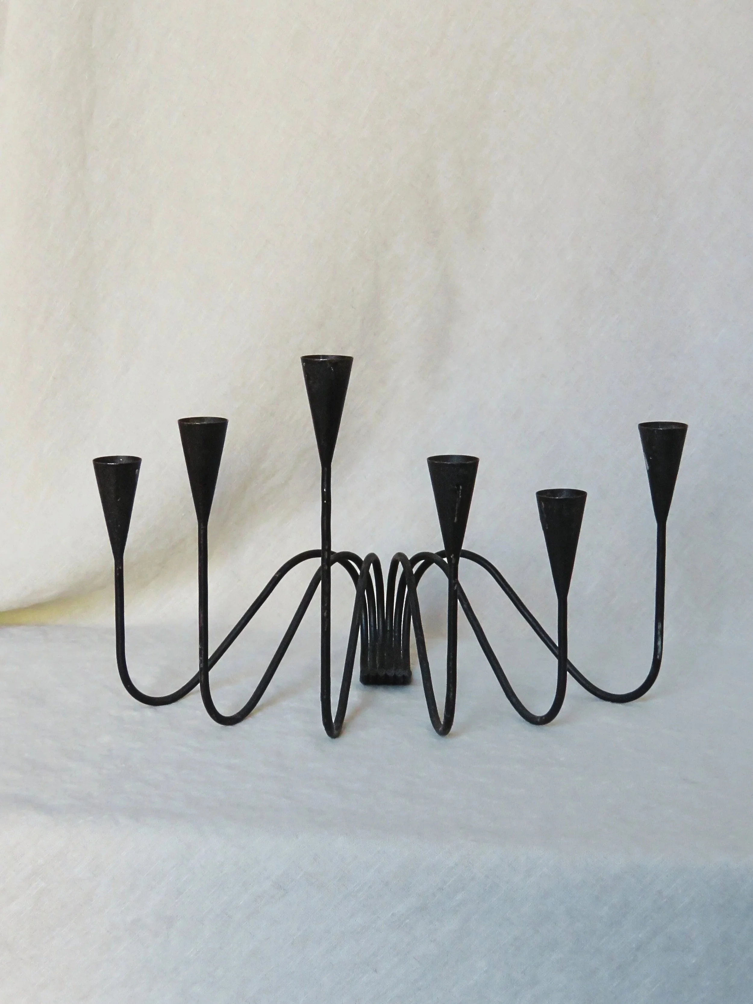 Vintage Norwegian Iron Swirl Candelabra